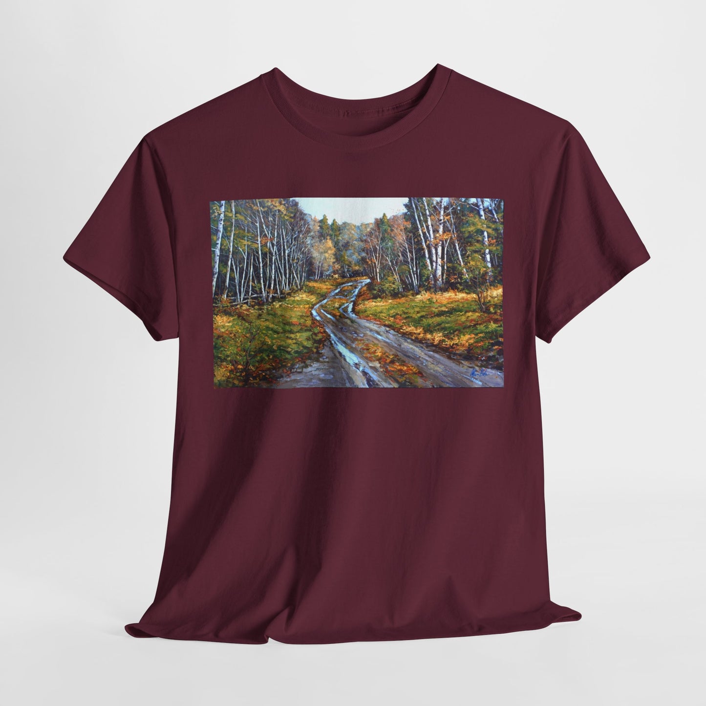 Autumn Landscape Unisex Heavy Cotton Tee - Nature Inspired Tee for Outdoor Lovers