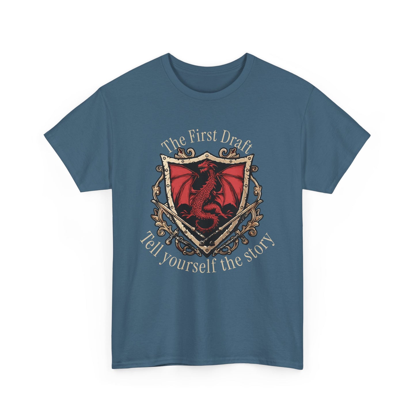 The First Draft Dragon Unisex Heavy Cotton Tee - Creative Storyteller Shirt