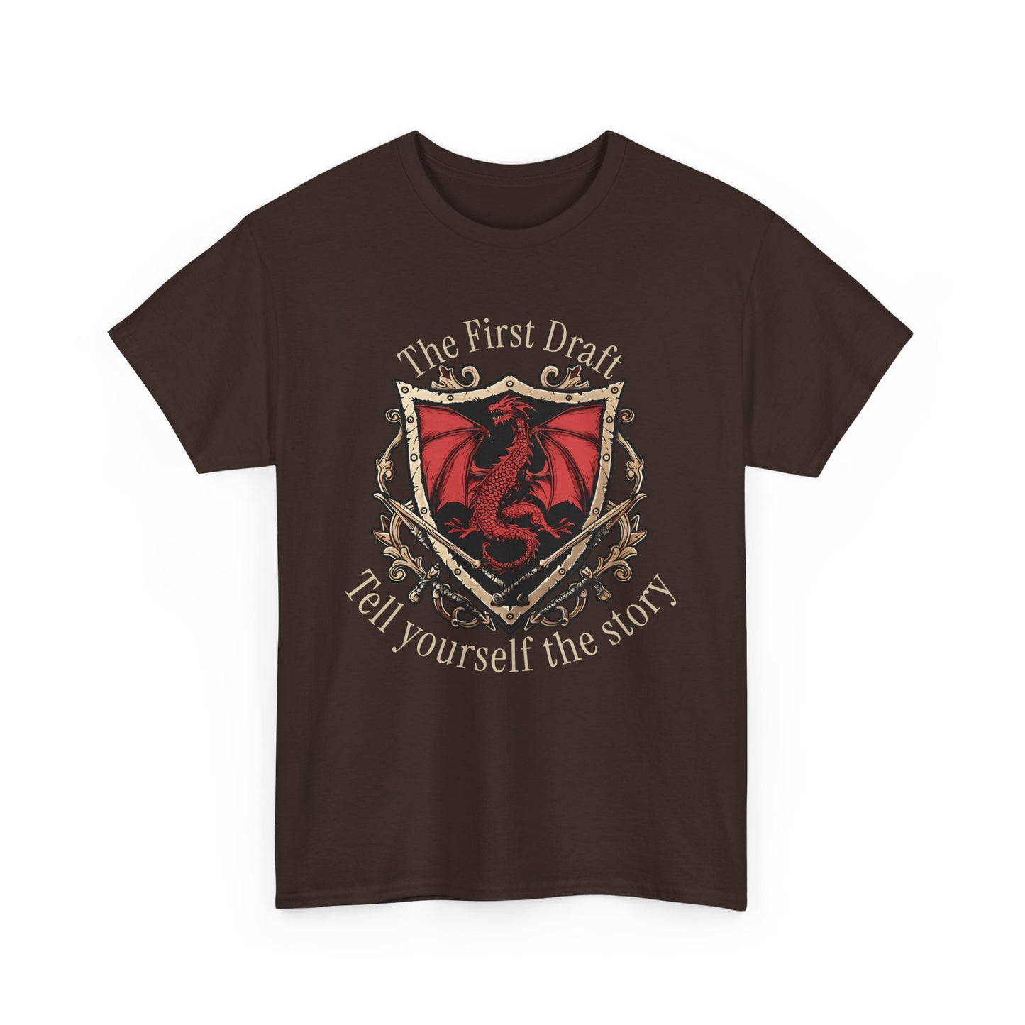 The First Draft Dragon Unisex Heavy Cotton Tee - Creative Storyteller Shirt