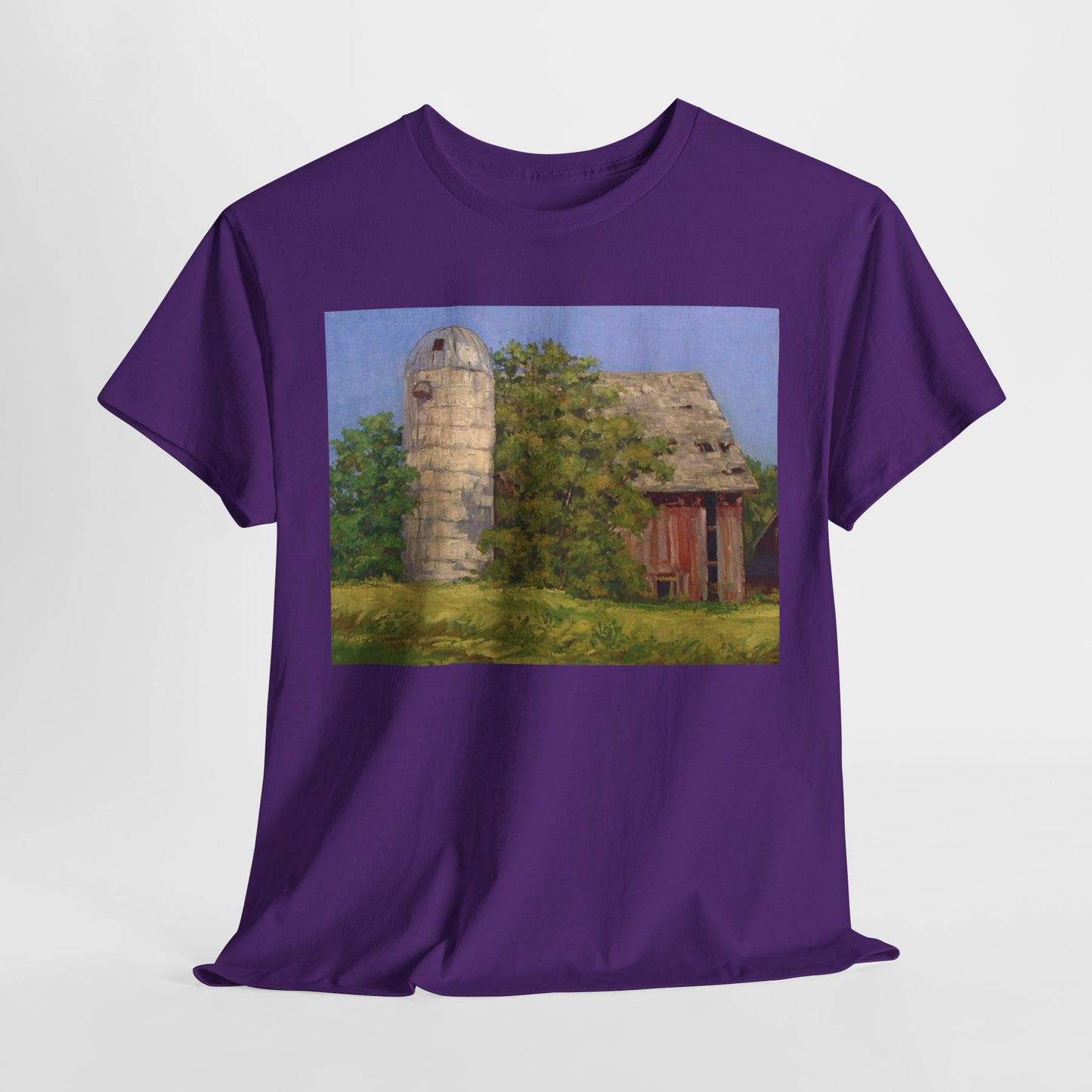 Unisex Heavy Cotton Tee - Vintage Barn Art Tee for Country Living Enthusiasts