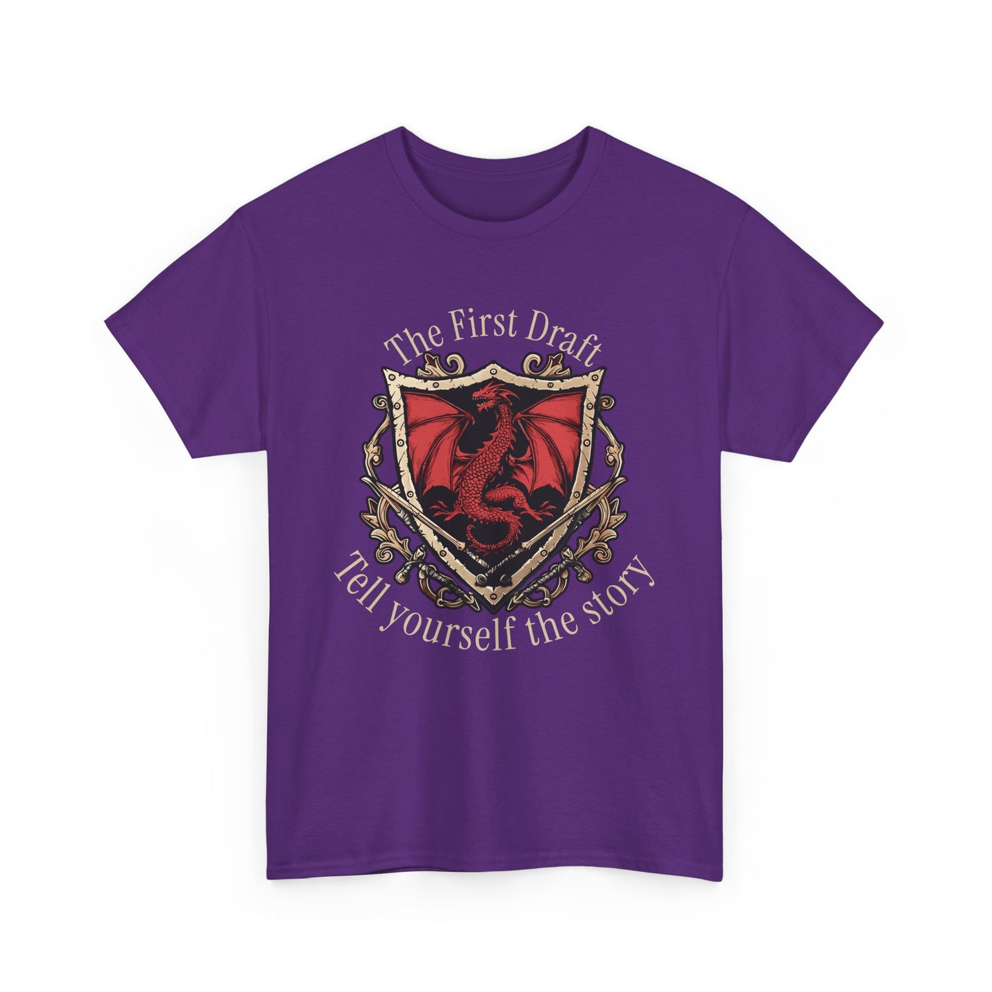 The First Draft Dragon Unisex Heavy Cotton Tee - Creative Storyteller Shirt