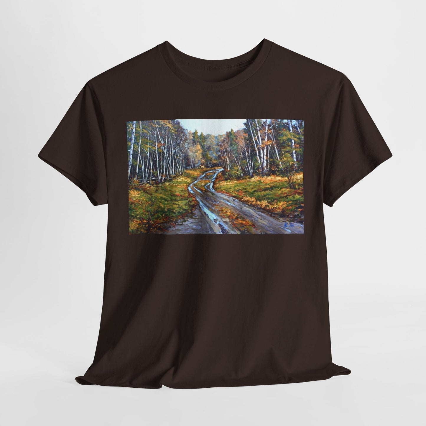 Autumn Landscape Unisex Heavy Cotton Tee - Nature Inspired Tee for Outdoor Lovers
