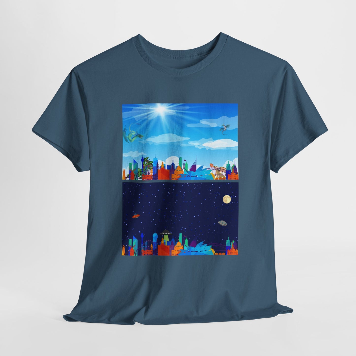 Scenic Dual Fantasy and SciFi Landscape Unisex Heavy Cotton Tee