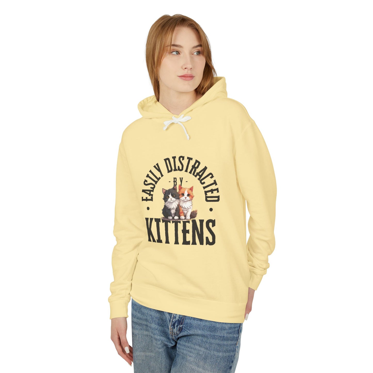 Easily Distracted Kittens Hoodie, Funny Animal Sweatshirt, Cat Lover Gift, Lightweight Pullover, Cute Pet Apparel