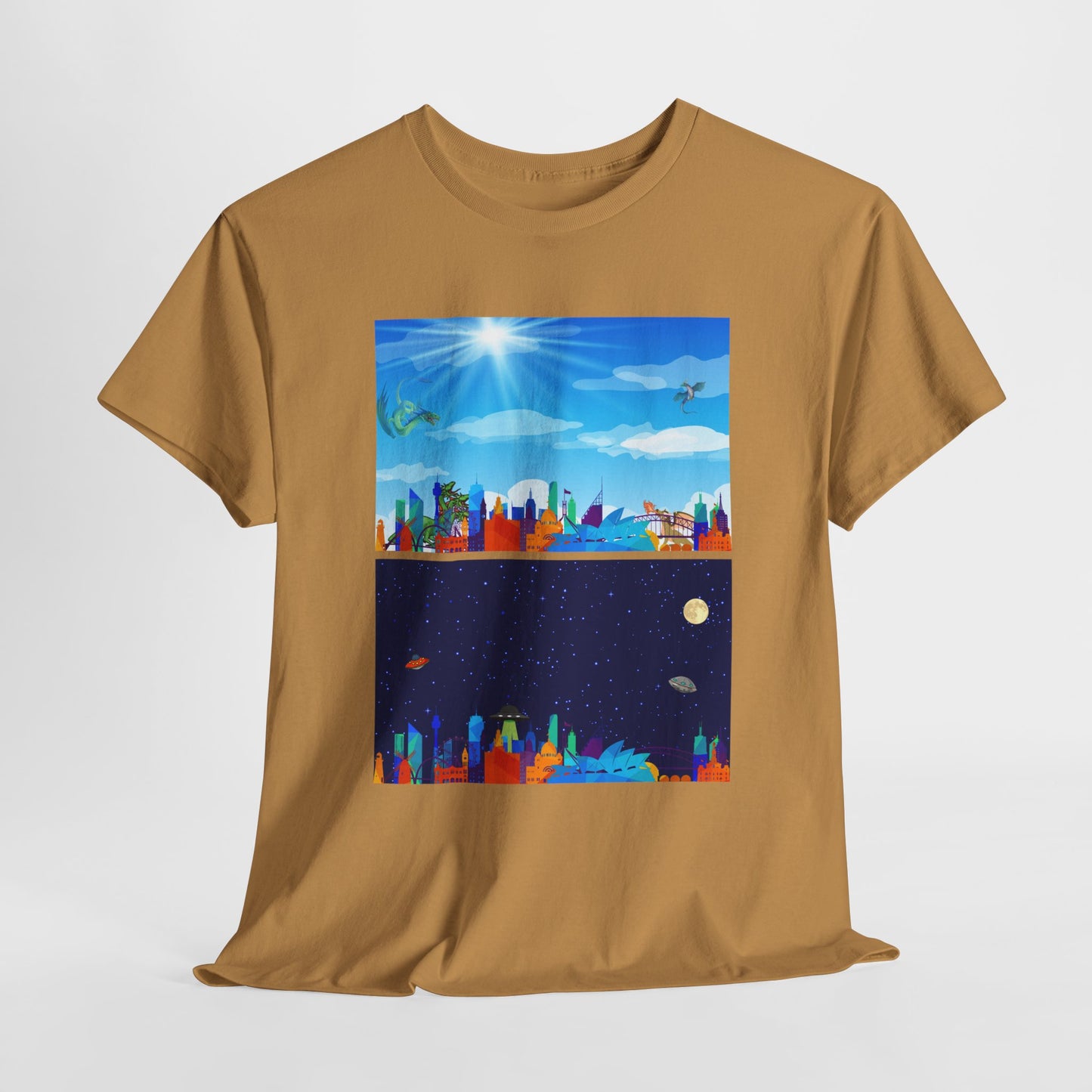 Scenic Dual Fantasy and SciFi Landscape Unisex Heavy Cotton Tee