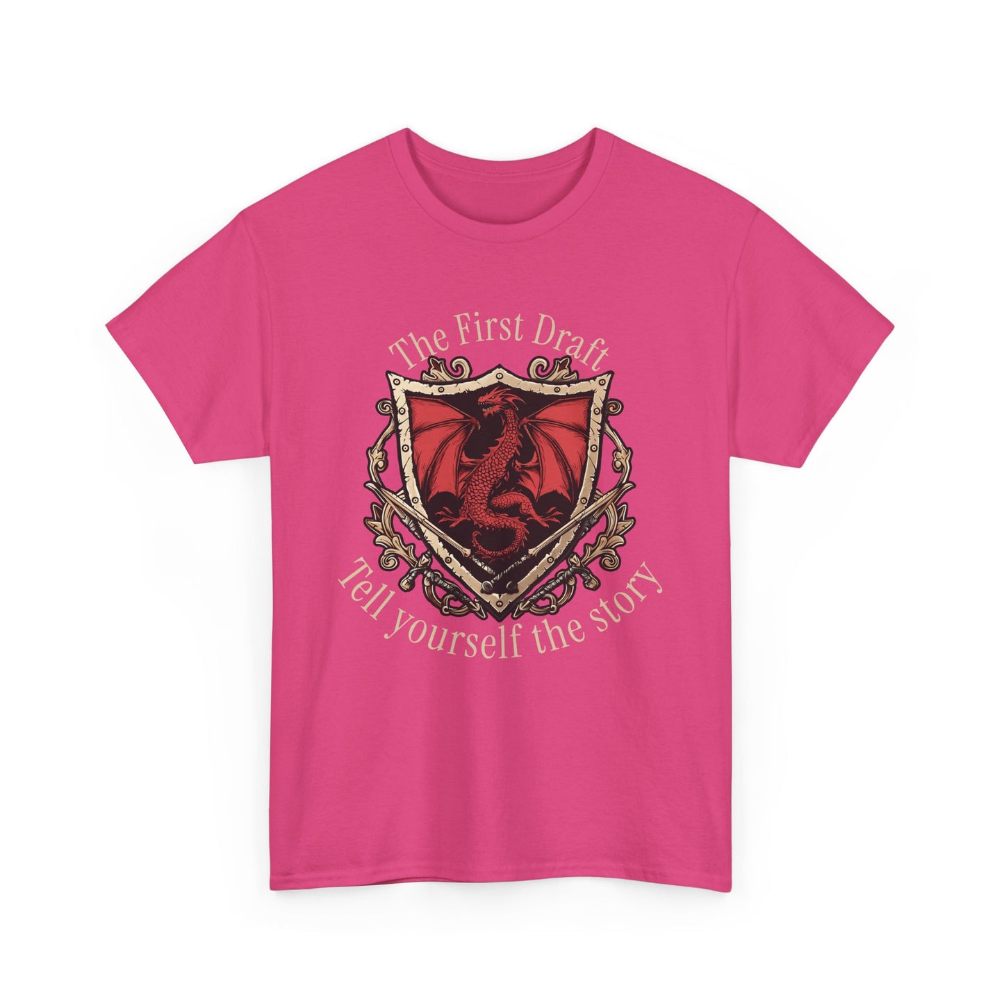 The First Draft Dragon Unisex Heavy Cotton Tee - Creative Storyteller Shirt