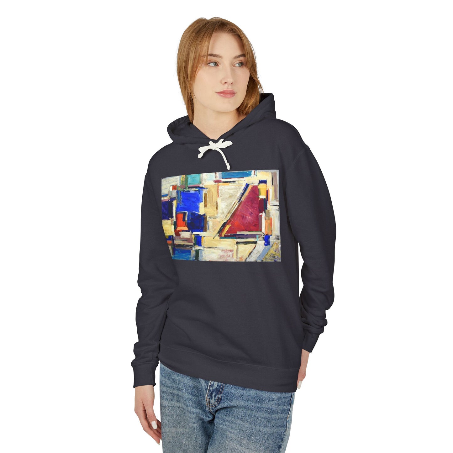 Artistic Unisex Lightweight Hooded Sweatshirt, Unique Gift, Cozy Layer, Summer Style, Casual Wear, Abstract Print