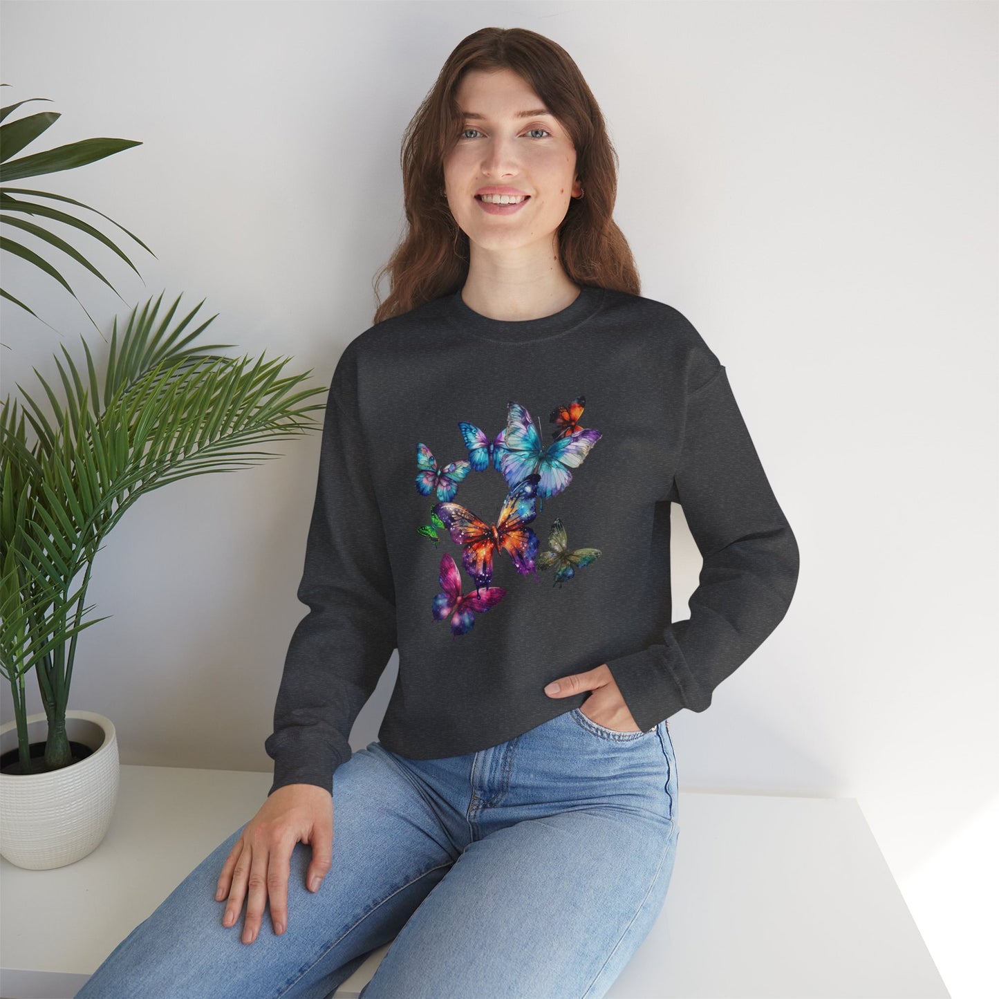 Butterfly Dreams Unisex Sweatshirt - Cozy Graphic Crewneck, Perfect for Nature Lovers, Gift for Friends, Spring Style, Casual Wear