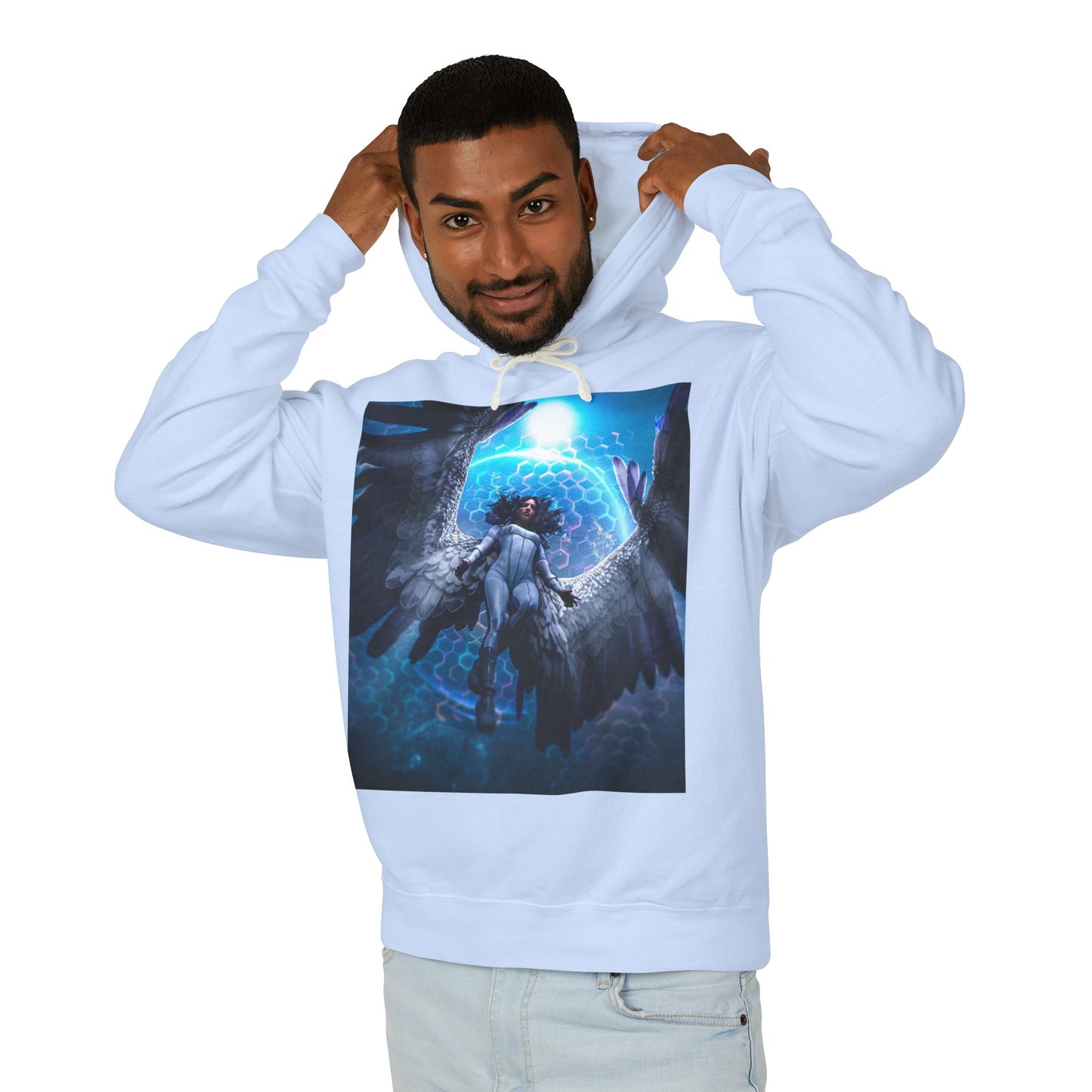 Dawn with Wings Hoodie - Unisex Lightweight Sweatshirt, Ethereal Art, Cozy Gift, Fantasy Fashion, Spiritual Apparel