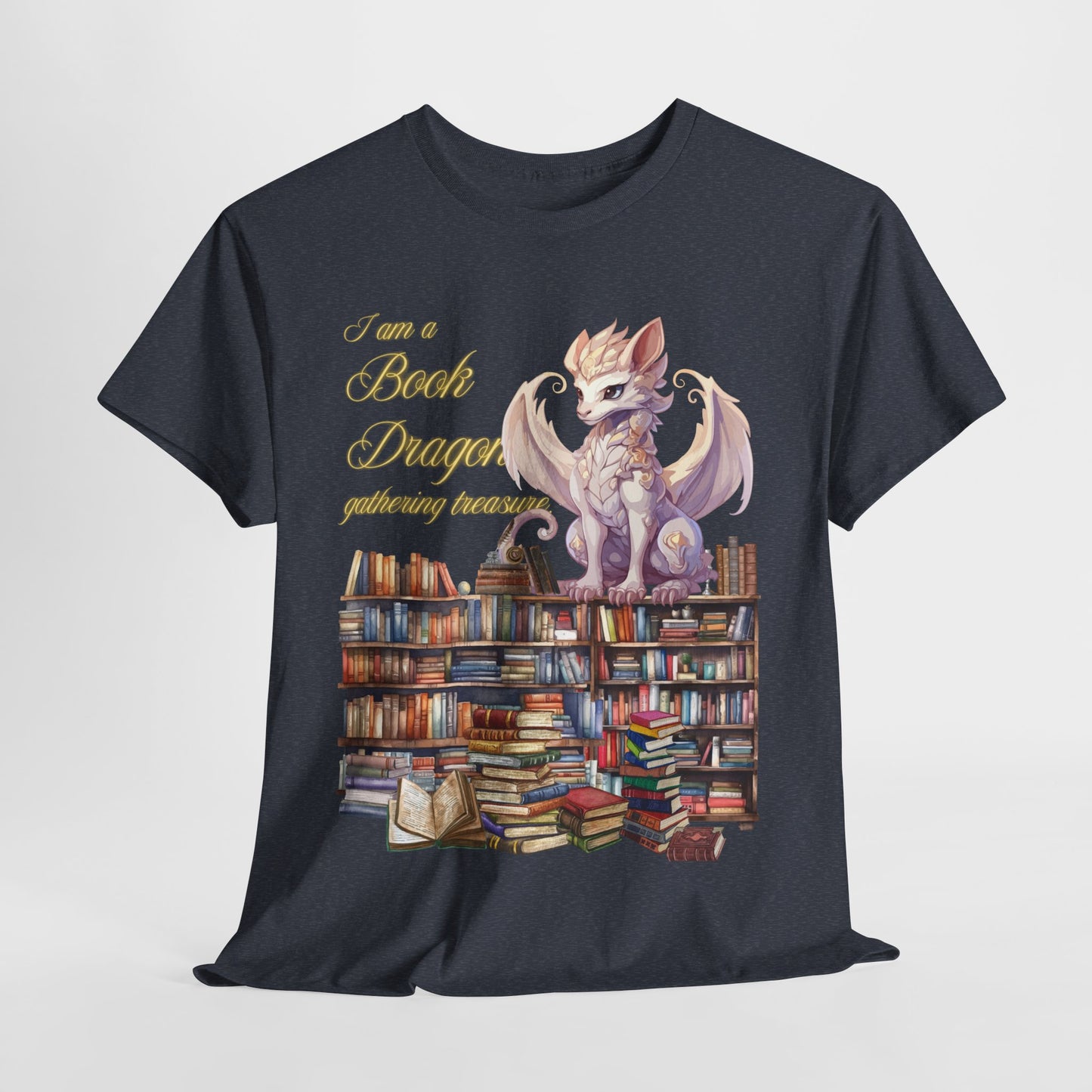 Book Dragon Unisex Heavy Cotton Tee - Perfect for Literature Lovers