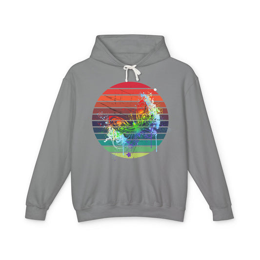 Vibrant Sunset Hoodie, Unisex Lightweight Pullover, Casual Wear, Gift for Him or Her, Summer Fashion, Beach Vibes