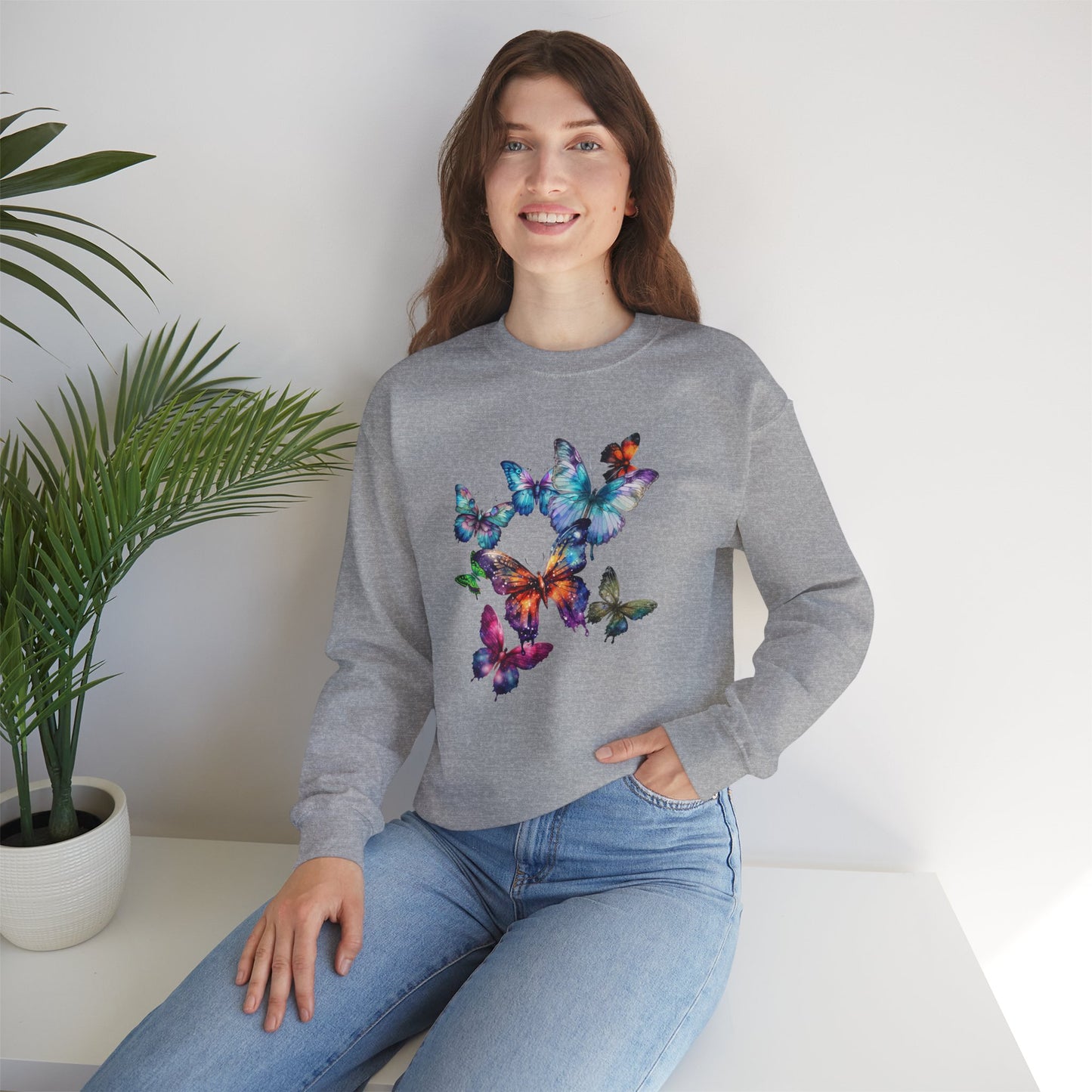 Butterfly Dreams Unisex Sweatshirt - Cozy Graphic Crewneck, Perfect for Nature Lovers, Gift for Friends, Spring Style, Casual Wear