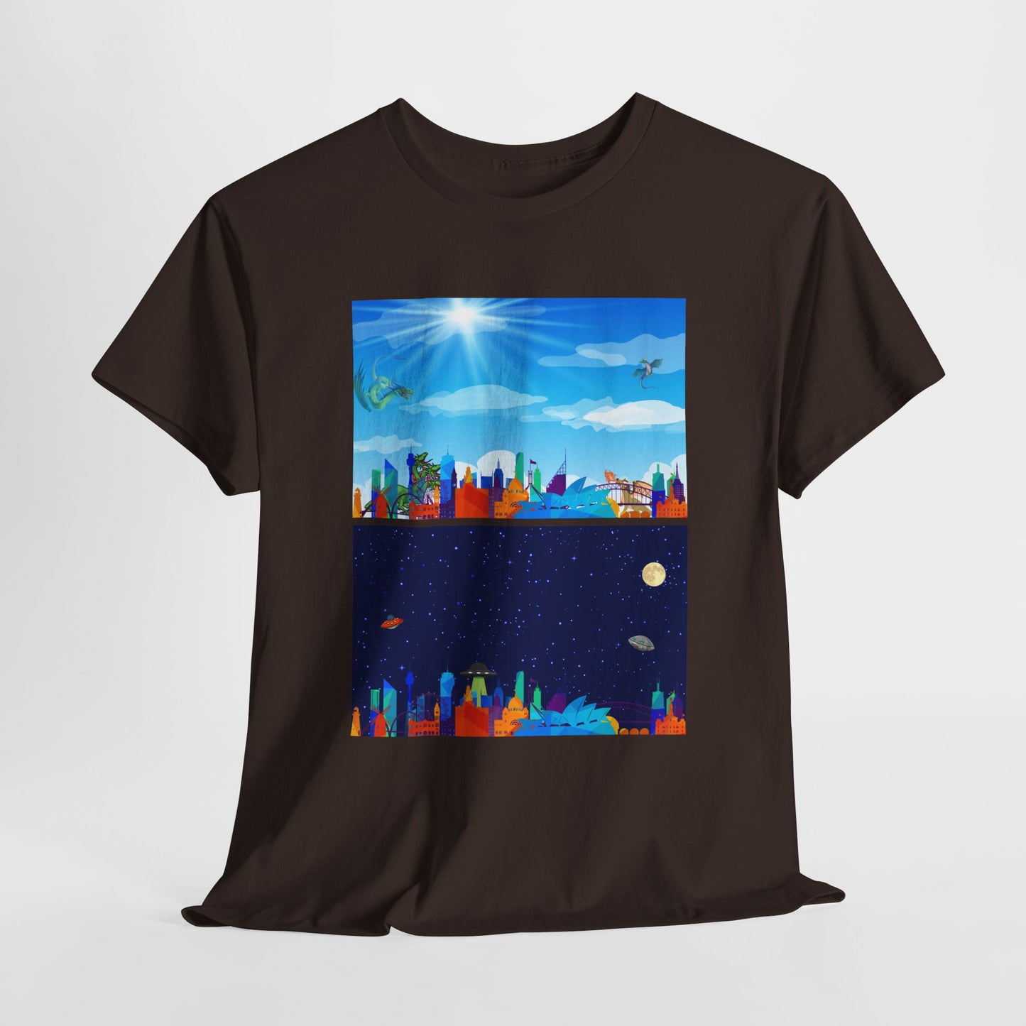 Scenic Dual Fantasy and SciFi Landscape Unisex Heavy Cotton Tee