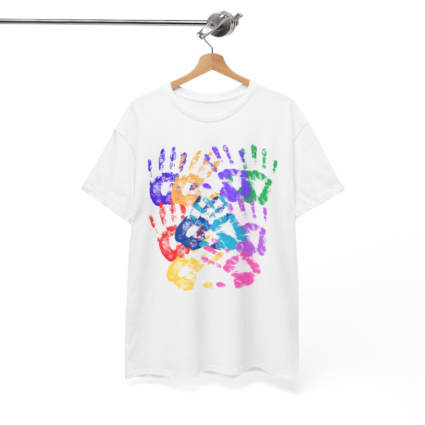 Colorful Handprint Unisex Heavy Cotton Tee - Perfect for Family Celebrations and Kids' Events