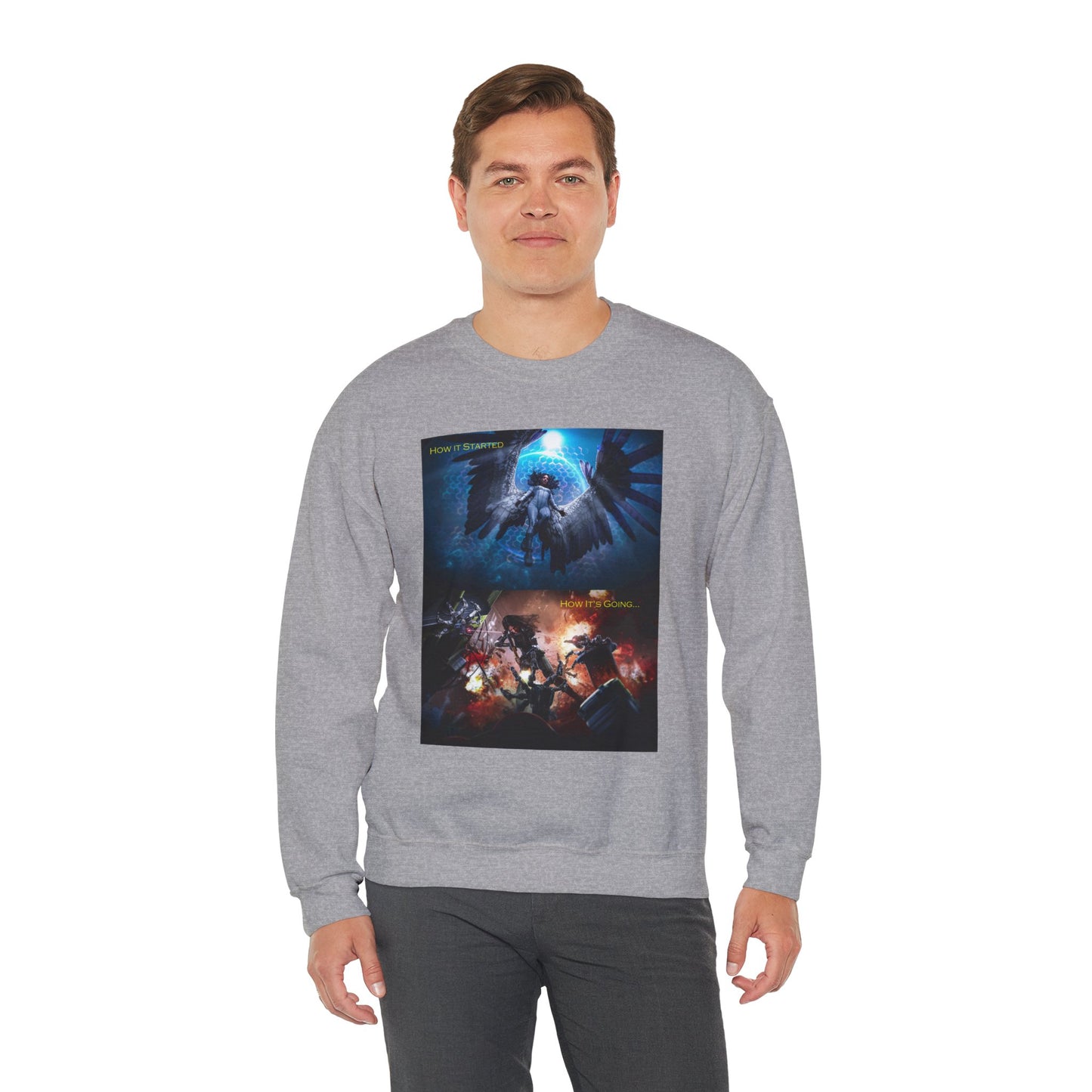 Artistic Graphic Crewneck Sweatshirt | Stylish Unisex Pullover for Casual Wear, Gift for Friends, Cozy Apparel, Unique Fashion