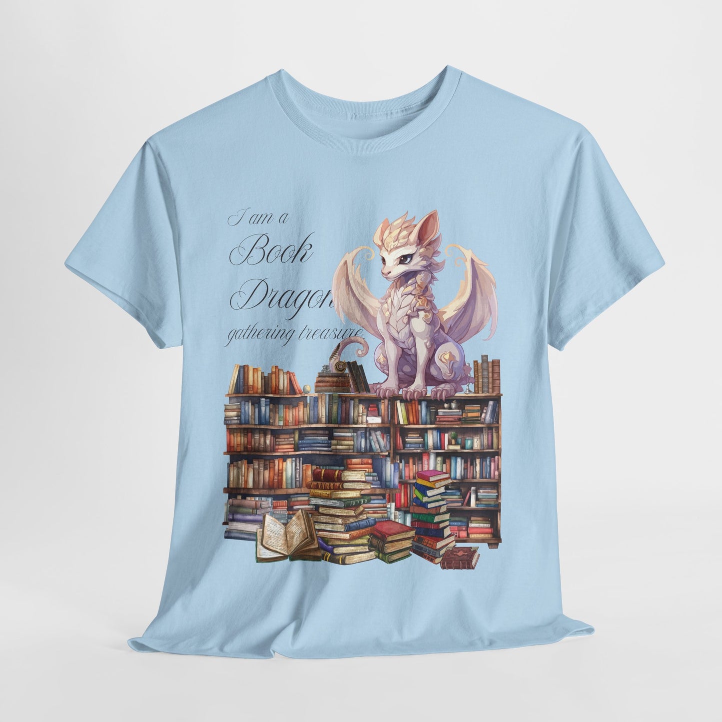Book Dragon Unisex Heavy Cotton Tee - Perfect for Book Lovers