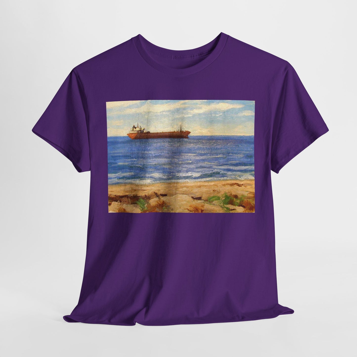 Coastal Scene Unisex Heavy Cotton Tee - Perfect for Beach Lovers