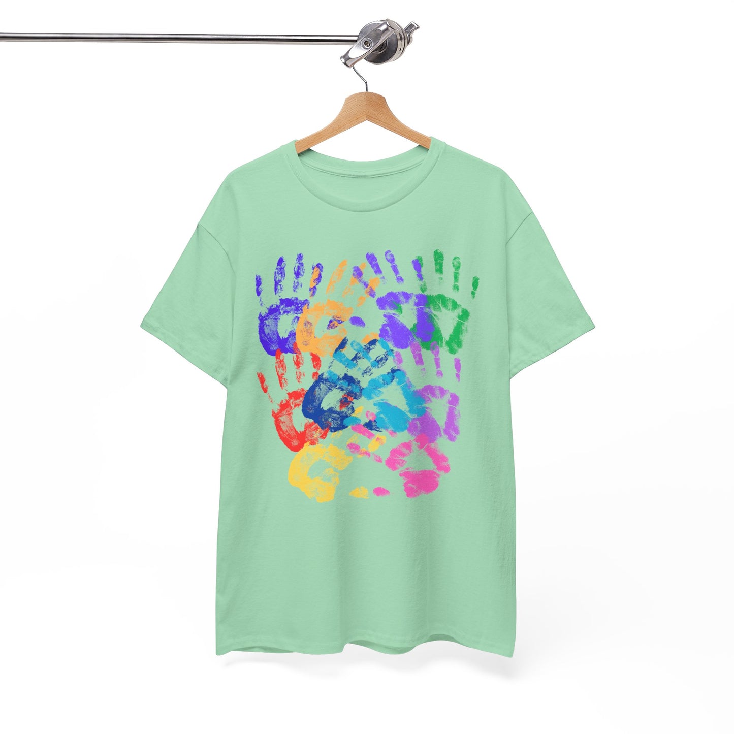 Colorful Handprint Unisex Heavy Cotton Tee - Perfect for Family Celebrations and Kids' Events