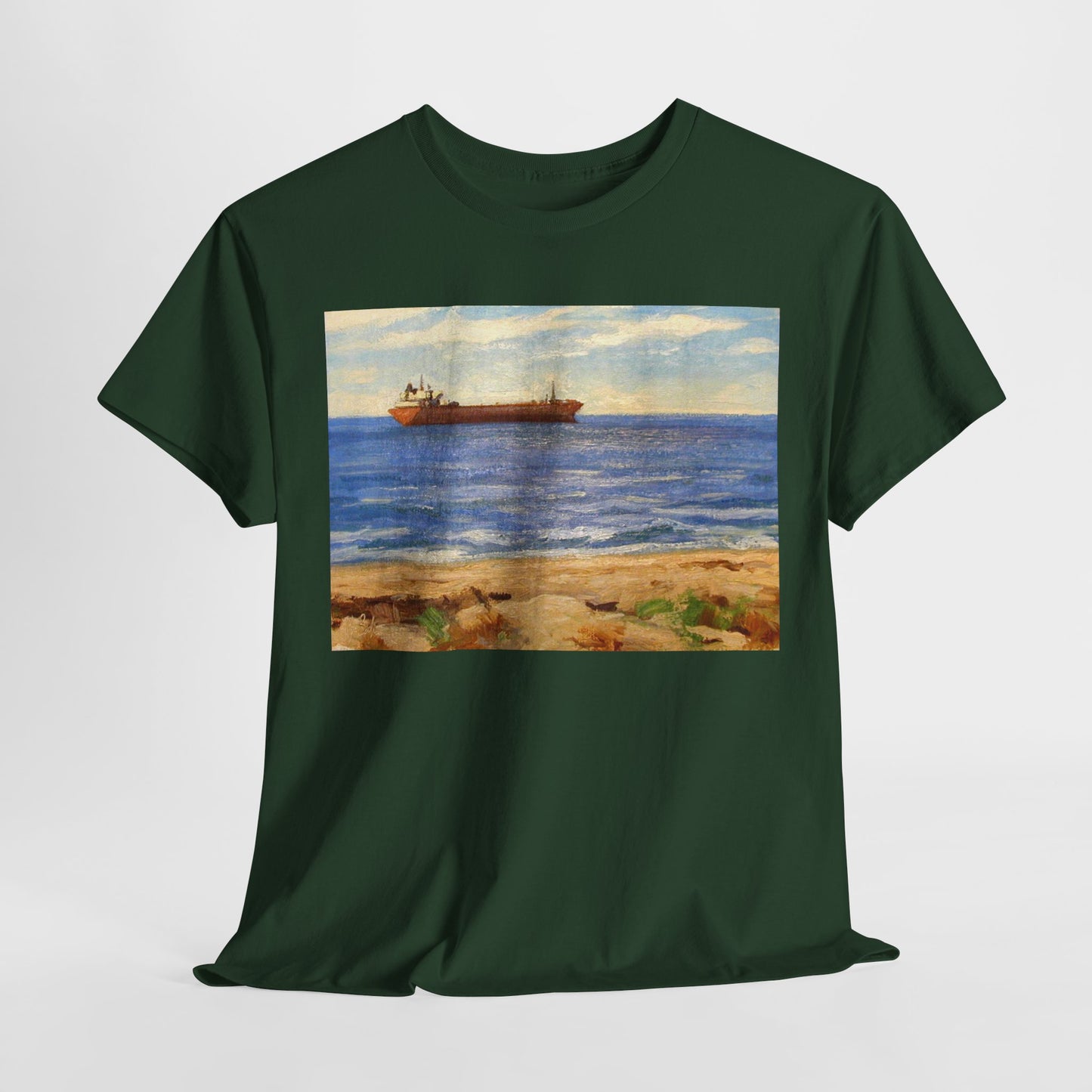 Coastal Scene Unisex Heavy Cotton Tee - Perfect for Beach Lovers