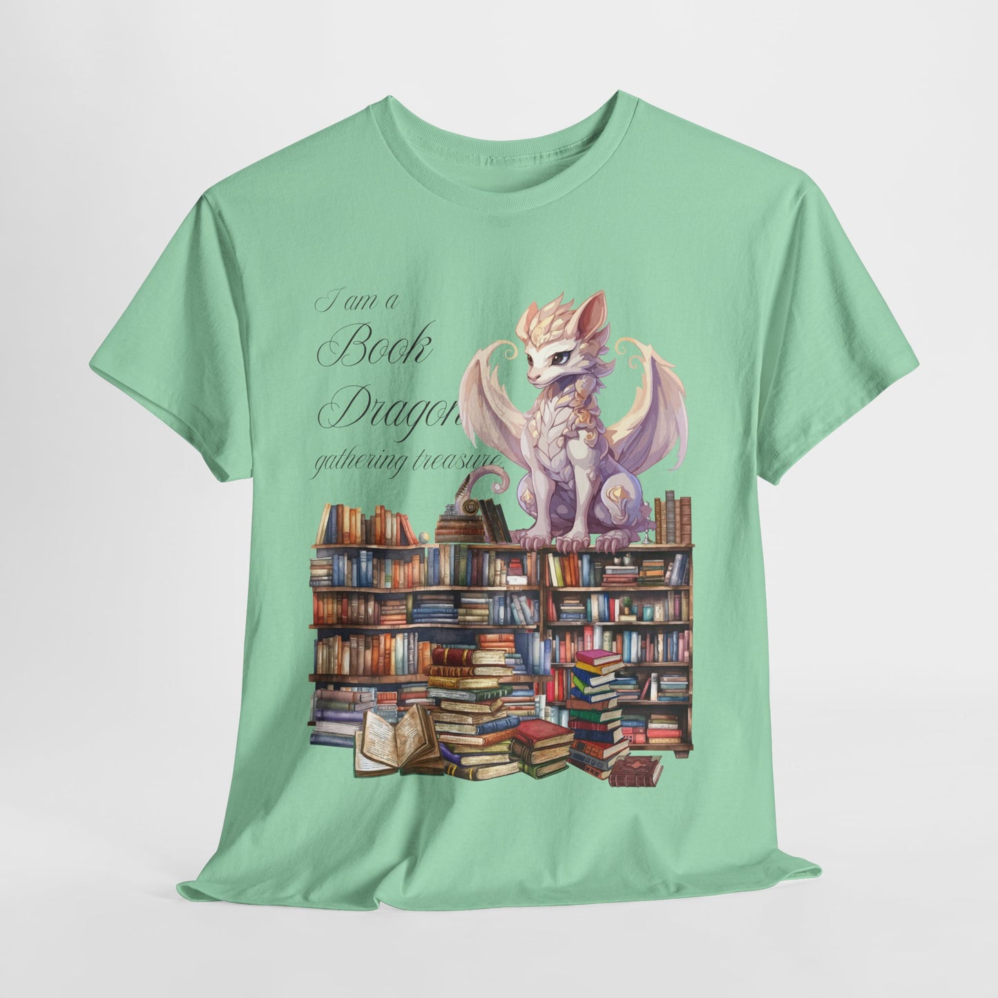 Book Dragon Unisex Heavy Cotton Tee - Perfect for Book Lovers