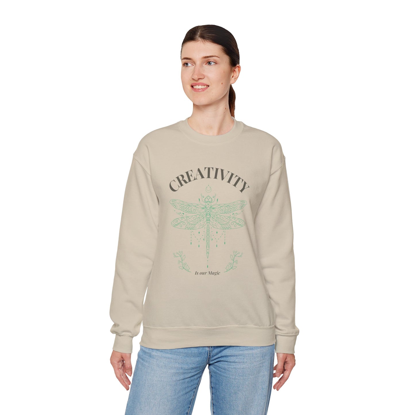 Creativity Dragonfly Sweatshirt, Cozy Crewneck for Artists, Inspirational Gift, Spring Fashion, Unique Statement Piece