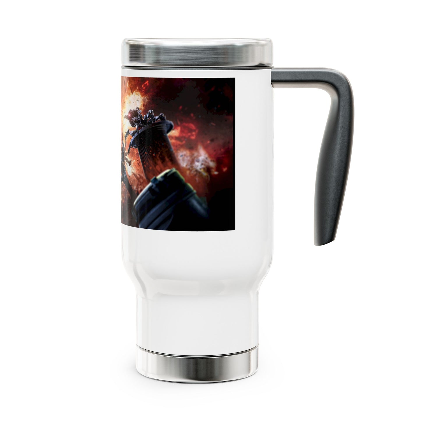 Broken Trust - Stainless Steel Travel Mug with Handle, 14oz