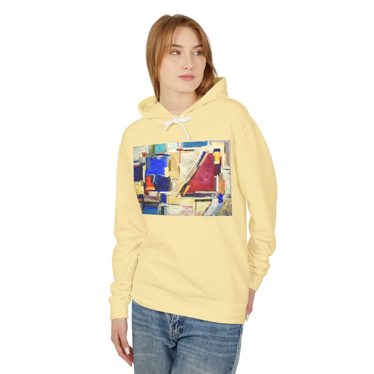 Artistic Unisex Lightweight Hooded Sweatshirt, Unique Gift, Cozy Layer, Summer Style, Casual Wear, Abstract Print