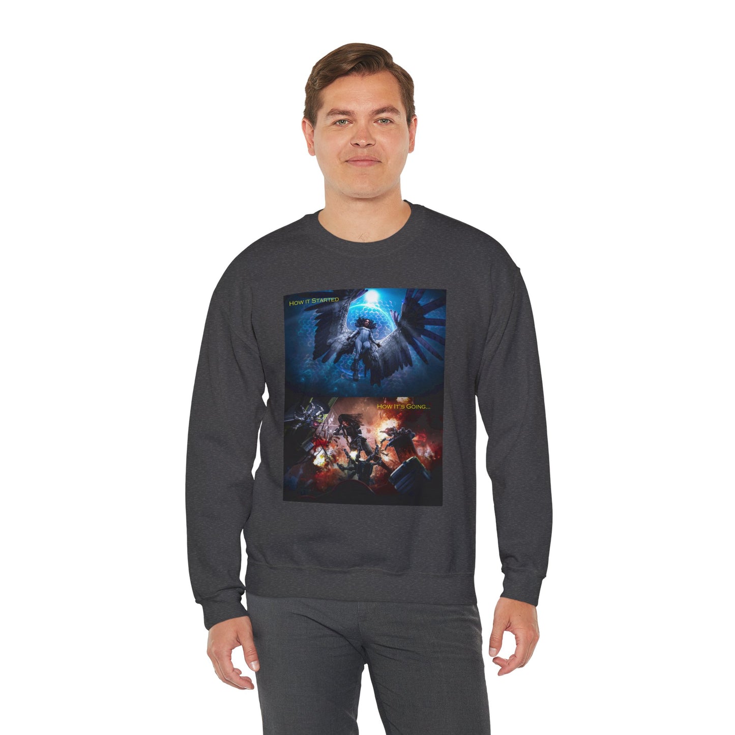Artistic Graphic Crewneck Sweatshirt | Stylish Unisex Pullover for Casual Wear, Gift for Friends, Cozy Apparel, Unique Fashion