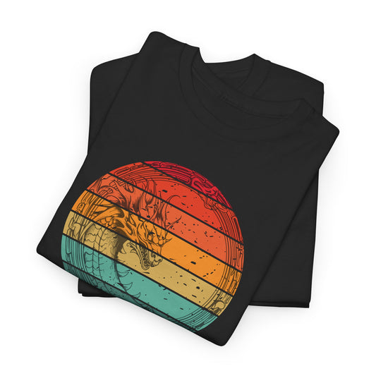Retro Sunset Graphic Tee, Unisex Heavy Cotton Tee for Casual Style, Gift for Nature Lovers, Summer Wear, Everyday T-Shirt