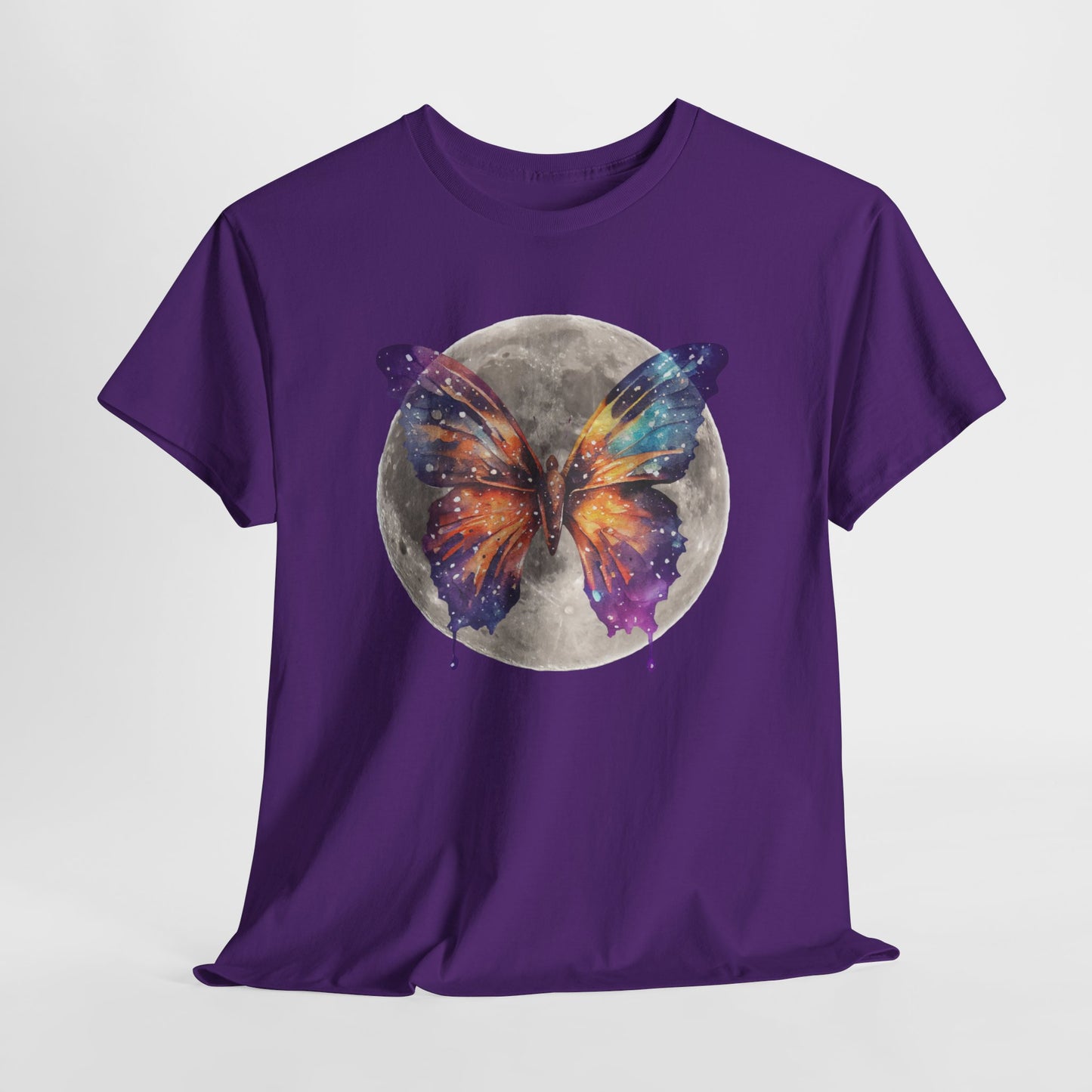 Galactic Butterfly Unisex Heavy Cotton Tee | Cosmic Shirt, Nature Lover Gift, Butterfly Design, Boho Style Apparel, Celestial Fashion