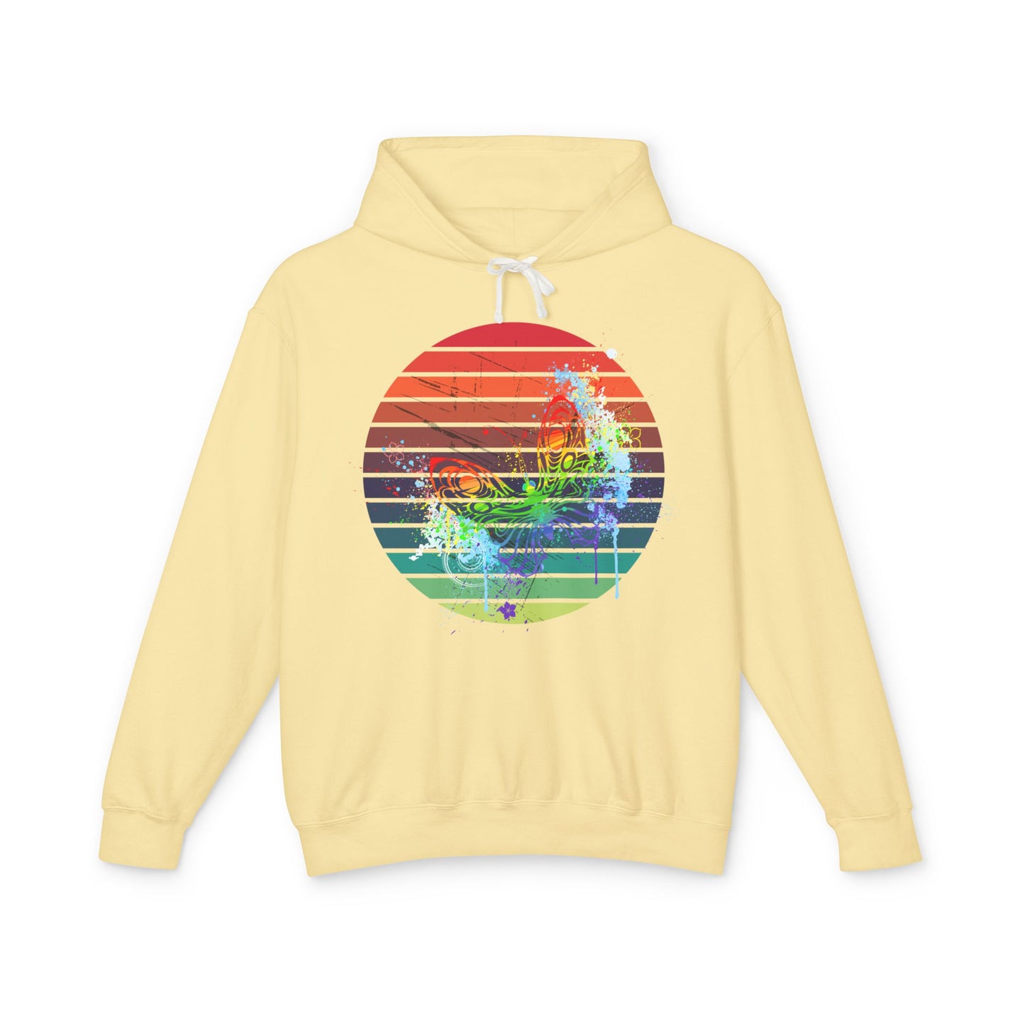 Vibrant Sunset Hoodie, Unisex Lightweight Pullover, Casual Wear, Gift for Him or Her, Summer Fashion, Beach Vibes