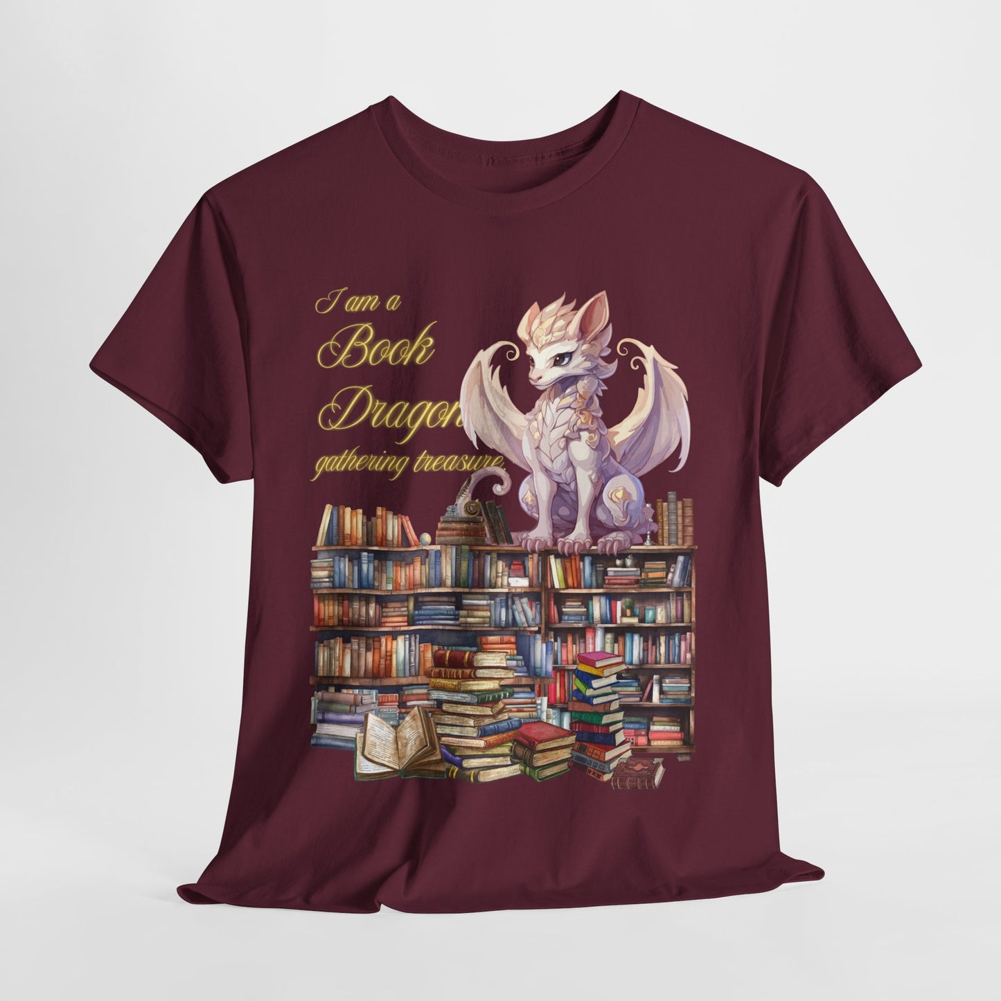 Book Dragon Unisex Heavy Cotton Tee - Perfect for Literature Lovers