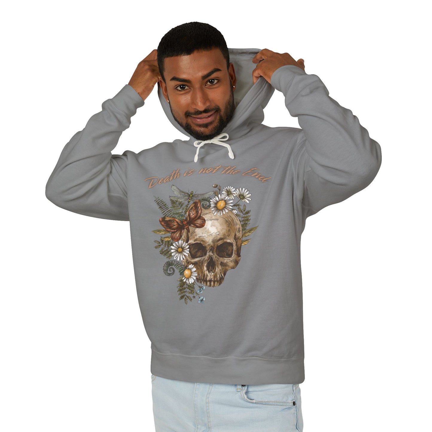 Skull Floral Hoodie, Soft Lightweight Sweatshirt for Fall, Perfect for Casual Wear, Gift for Gothic Style Lovers, Death is not the End
