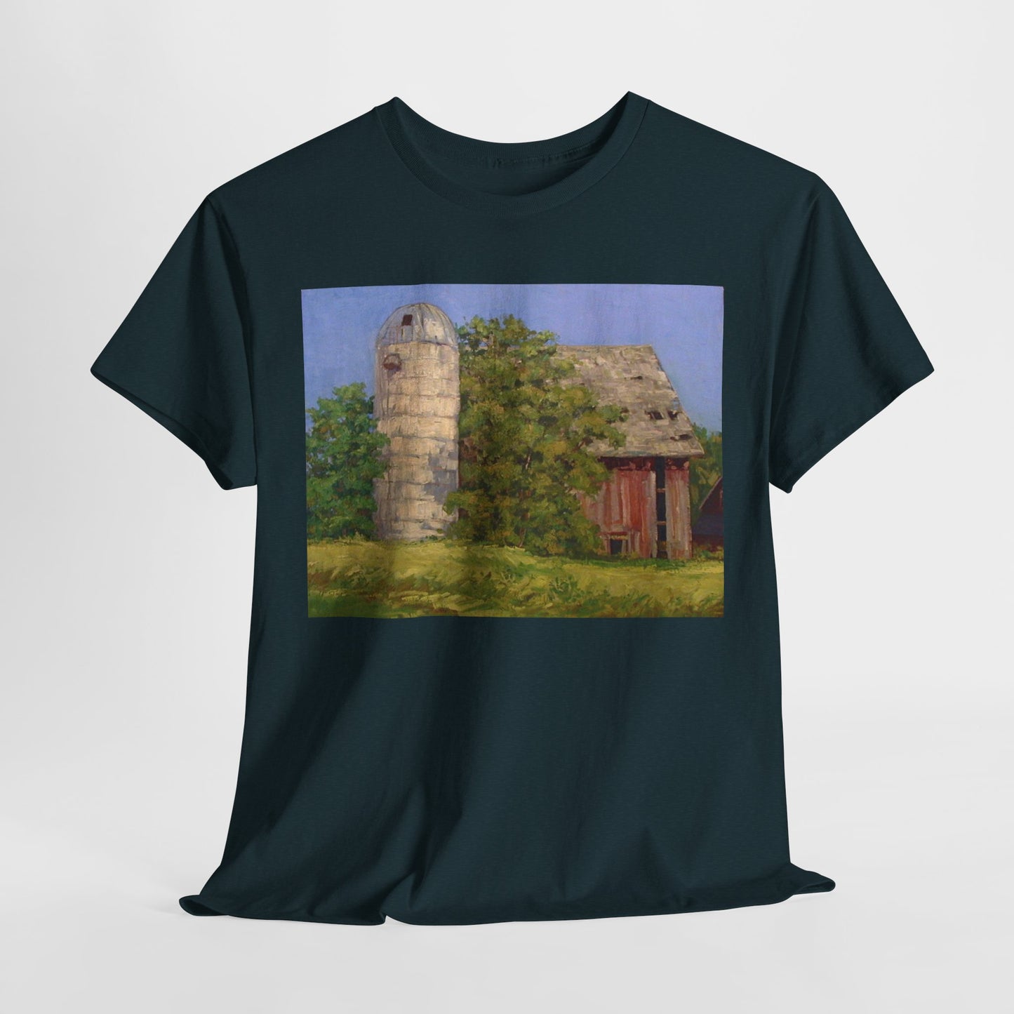 Unisex Heavy Cotton Tee - Vintage Barn Art Tee for Country Living Enthusiasts