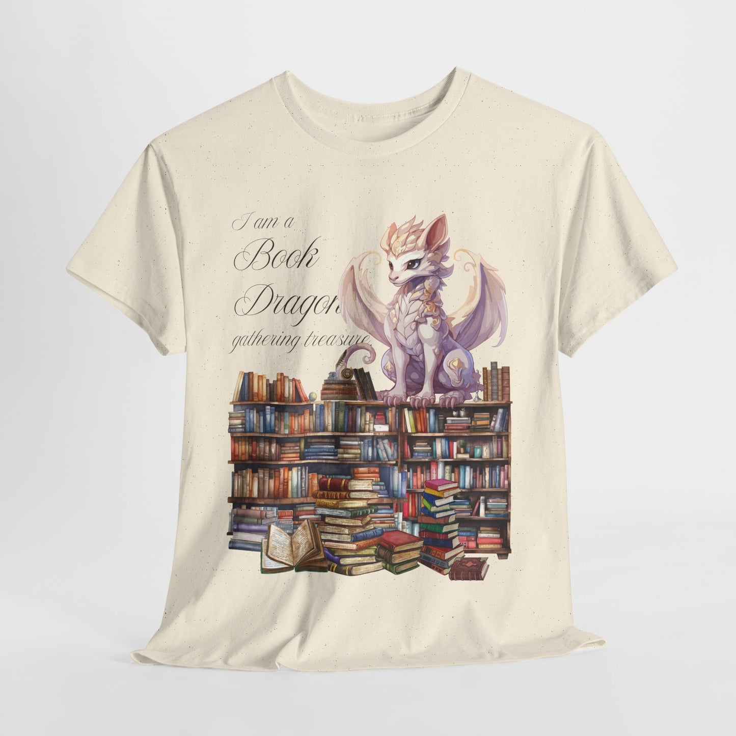 Book Dragon Unisex Heavy Cotton Tee - Perfect for Book Lovers
