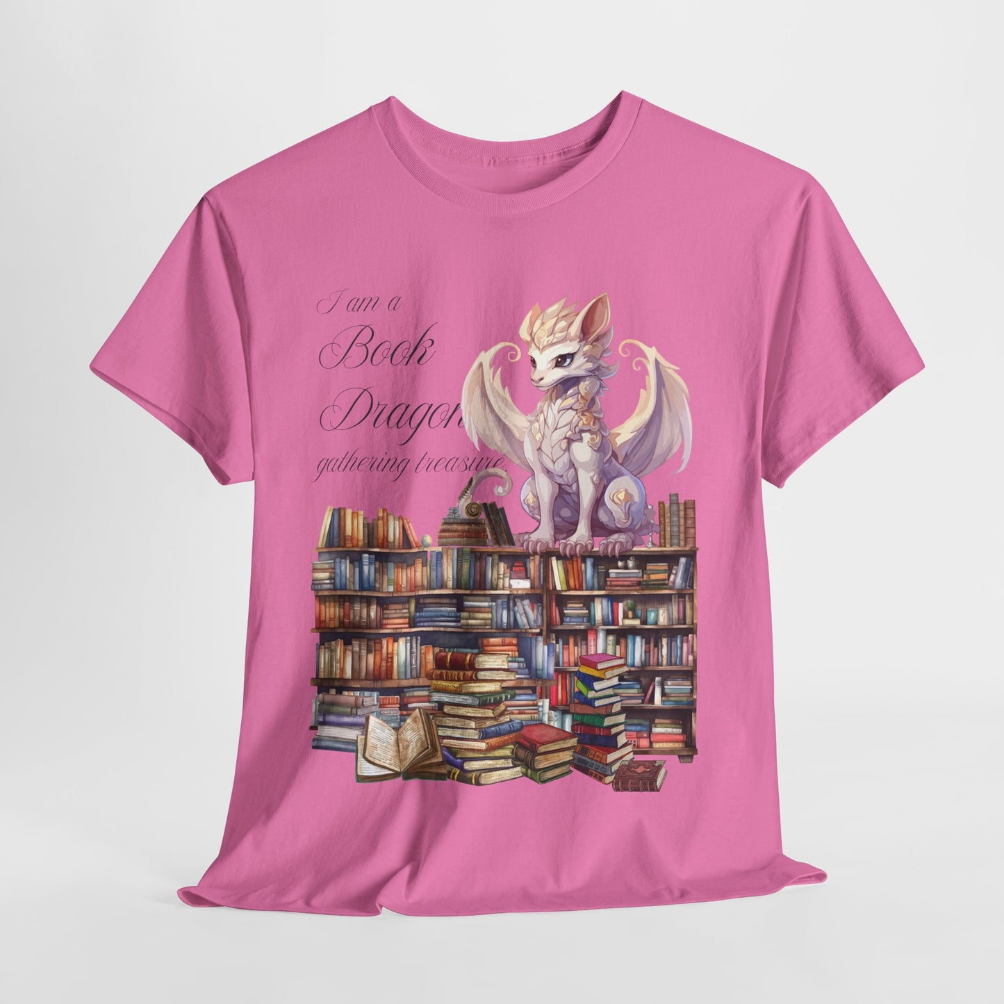 Book Dragon Unisex Heavy Cotton Tee - Perfect for Book Lovers