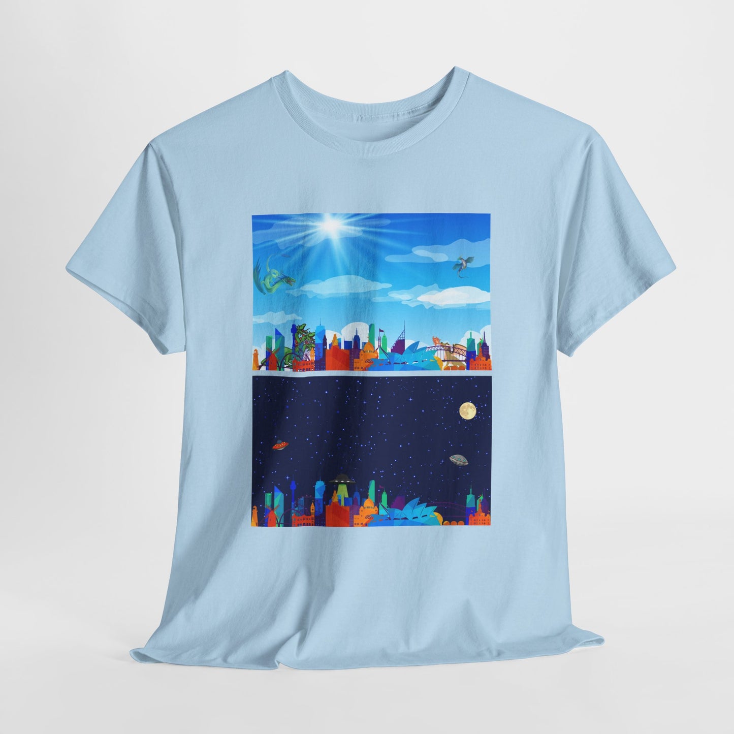 Scenic Dual Fantasy and SciFi Landscape Unisex Heavy Cotton Tee
