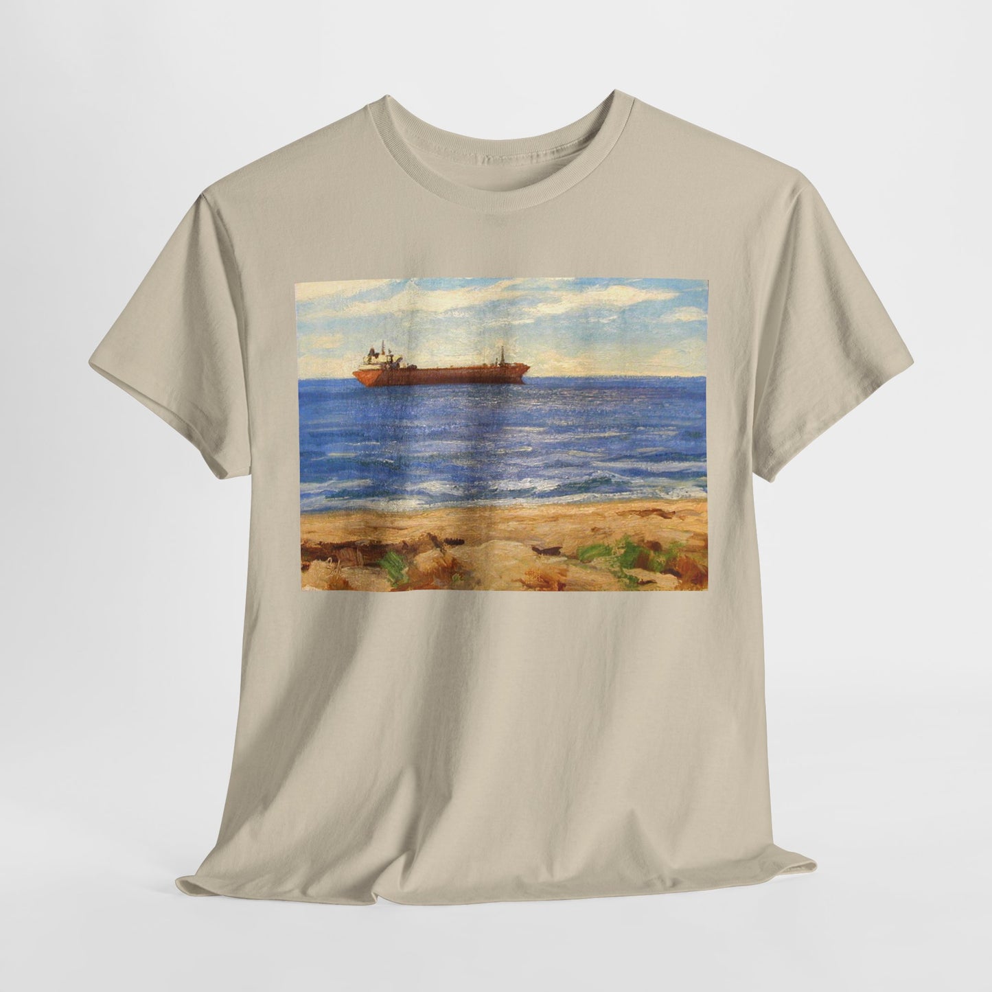 Coastal Scene Unisex Heavy Cotton Tee - Perfect for Beach Lovers