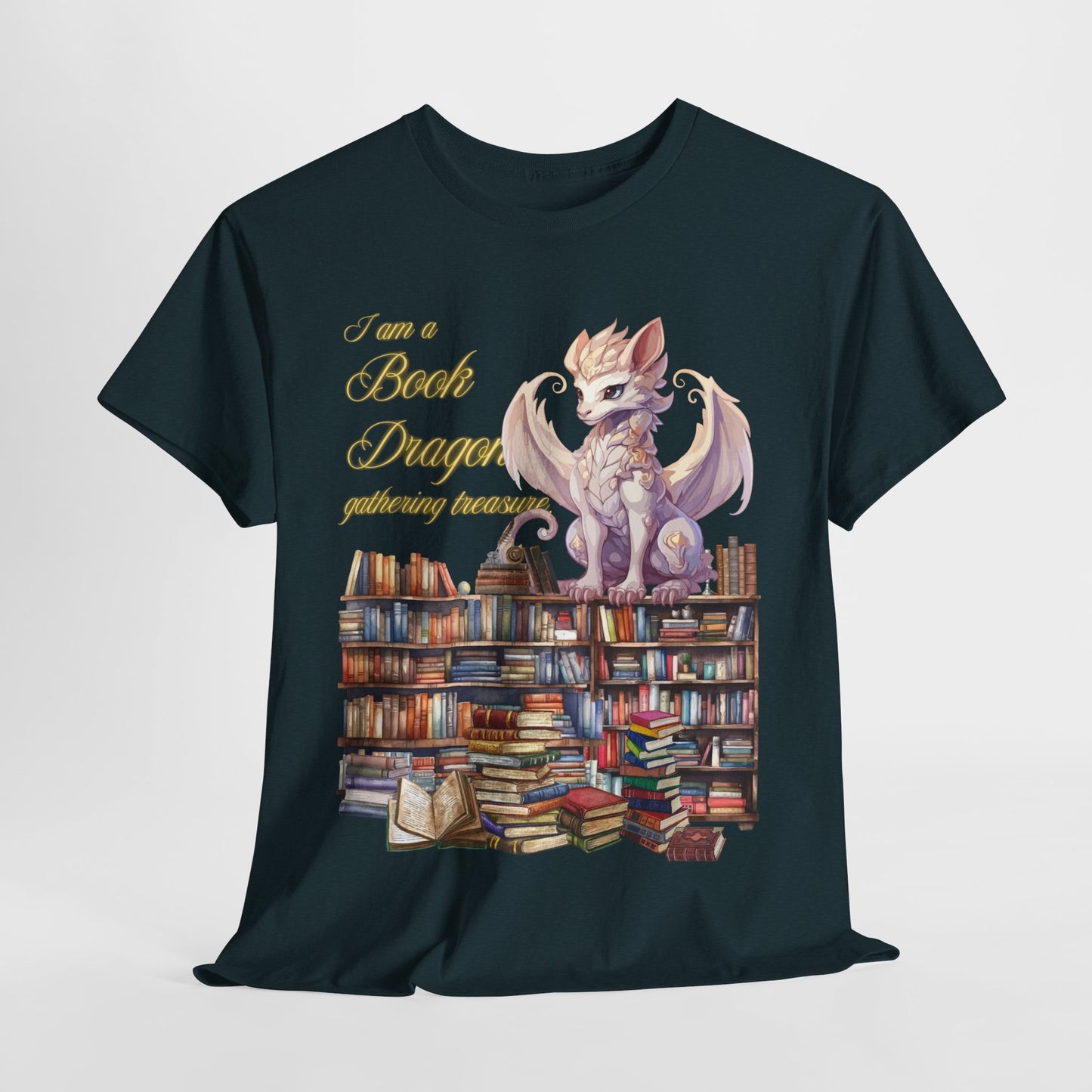 Book Dragon Unisex Heavy Cotton Tee - Perfect for Literature Lovers