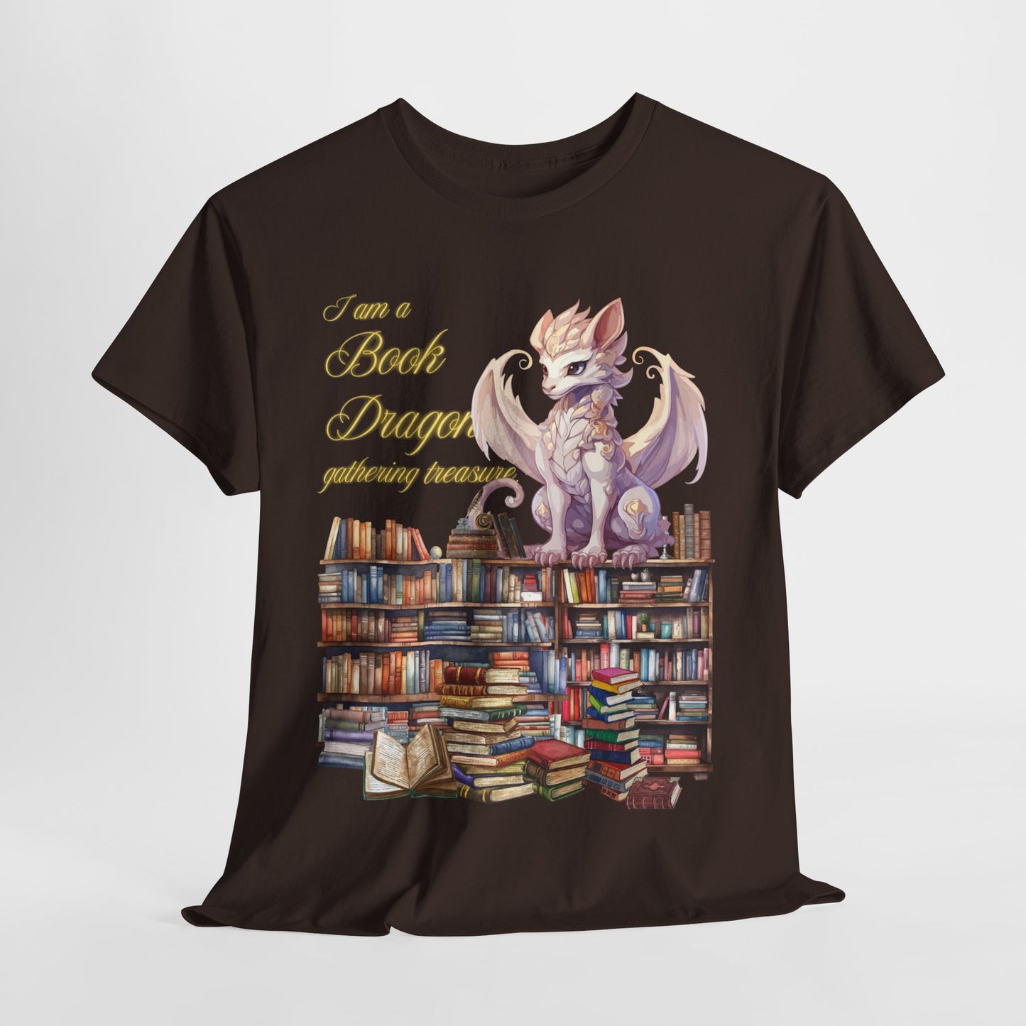 Book Dragon Unisex Heavy Cotton Tee - Perfect for Literature Lovers