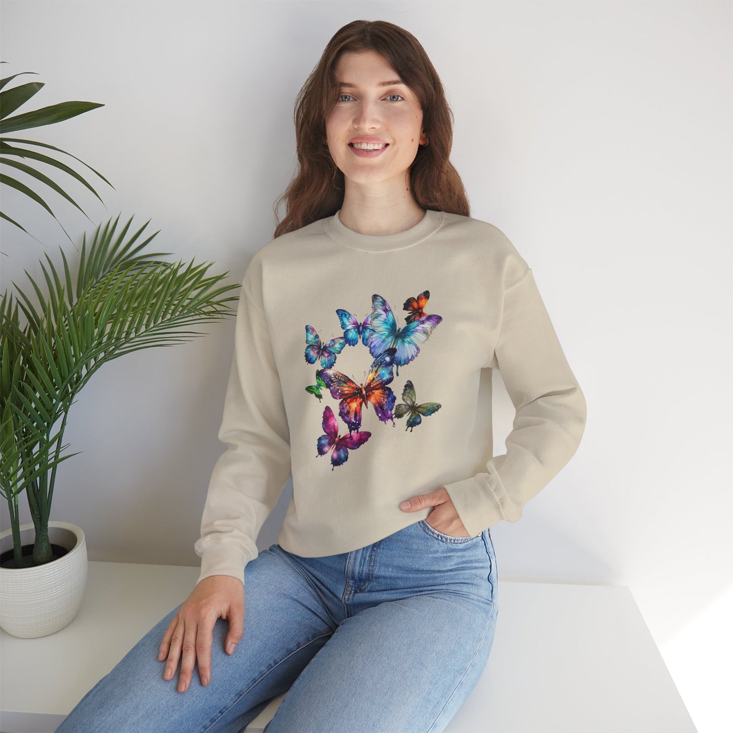 Butterfly Dreams Unisex Sweatshirt - Cozy Graphic Crewneck, Perfect for Nature Lovers, Gift for Friends, Spring Style, Casual Wear