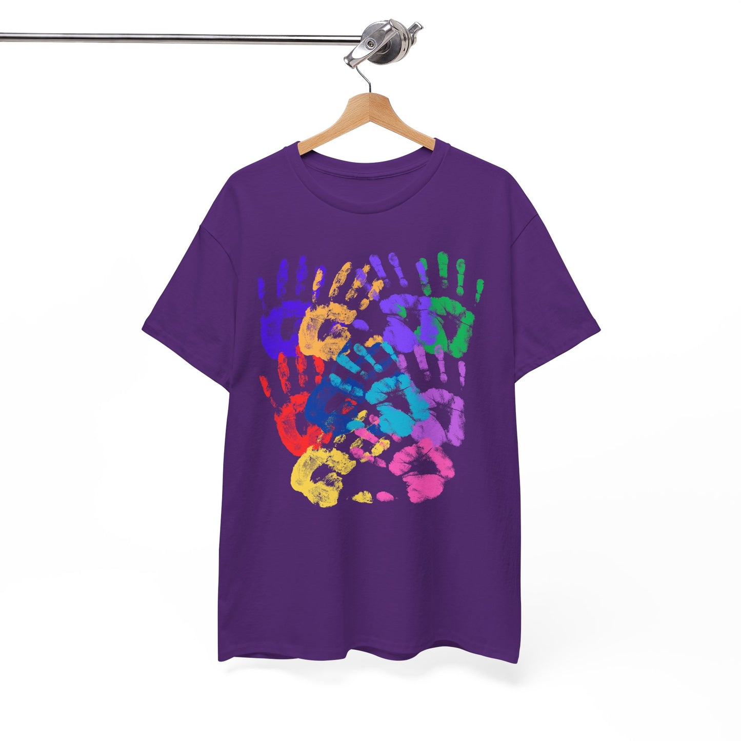 Colorful Handprint Unisex Heavy Cotton Tee - Perfect for Family Celebrations and Kids' Events