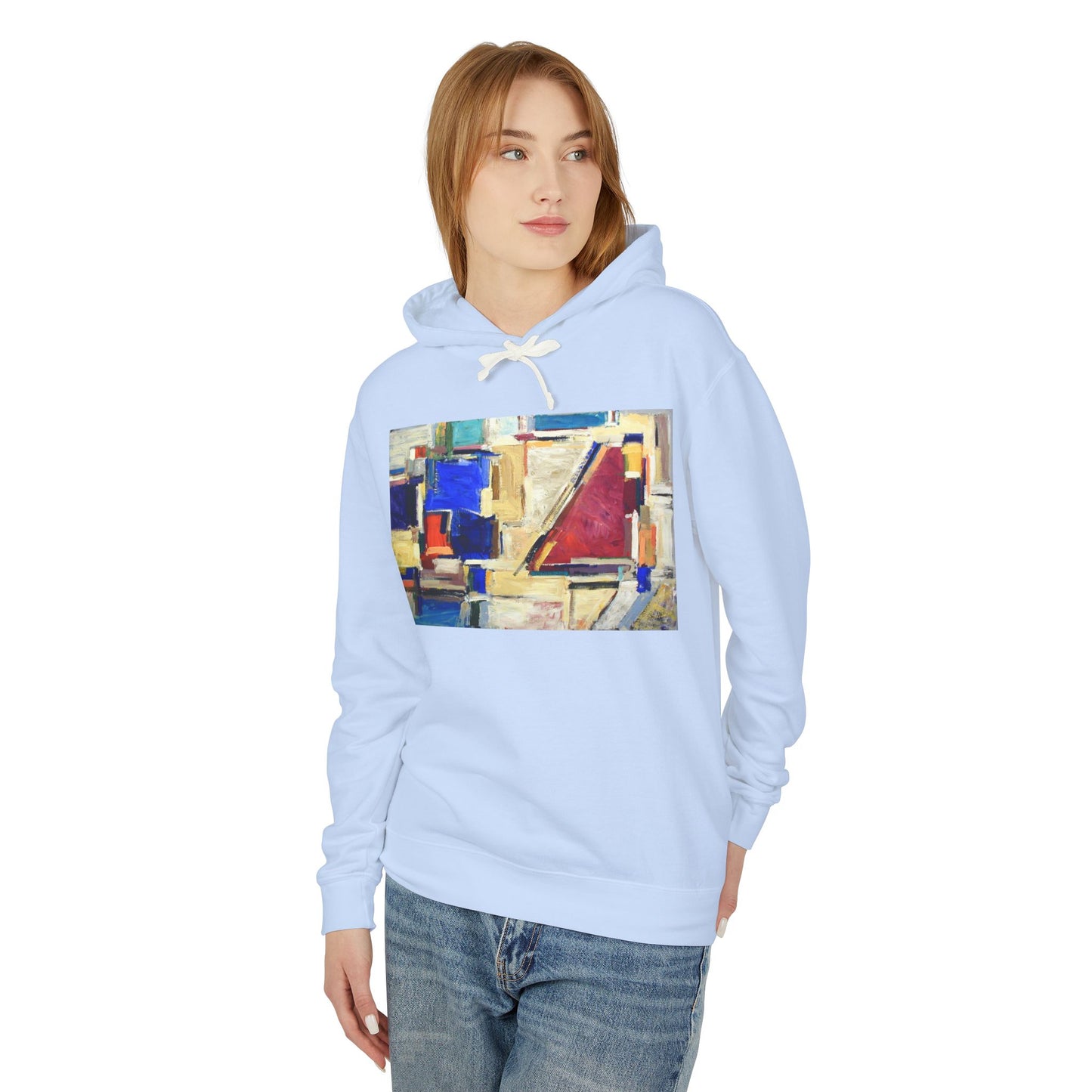 Artistic Unisex Lightweight Hooded Sweatshirt, Unique Gift, Cozy Layer, Summer Style, Casual Wear, Abstract Print