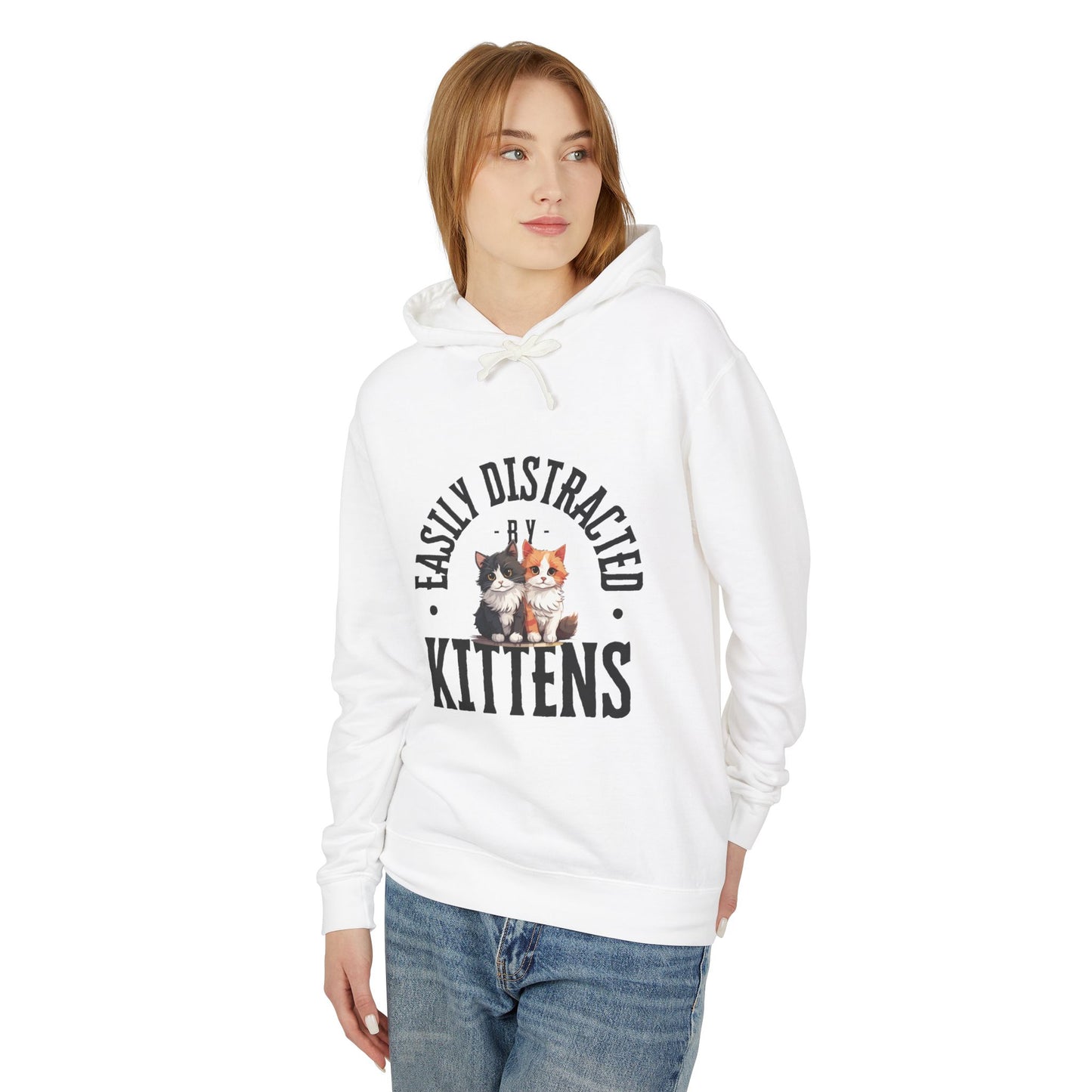 Easily Distracted Kittens Hoodie, Funny Animal Sweatshirt, Cat Lover Gift, Lightweight Pullover, Cute Pet Apparel