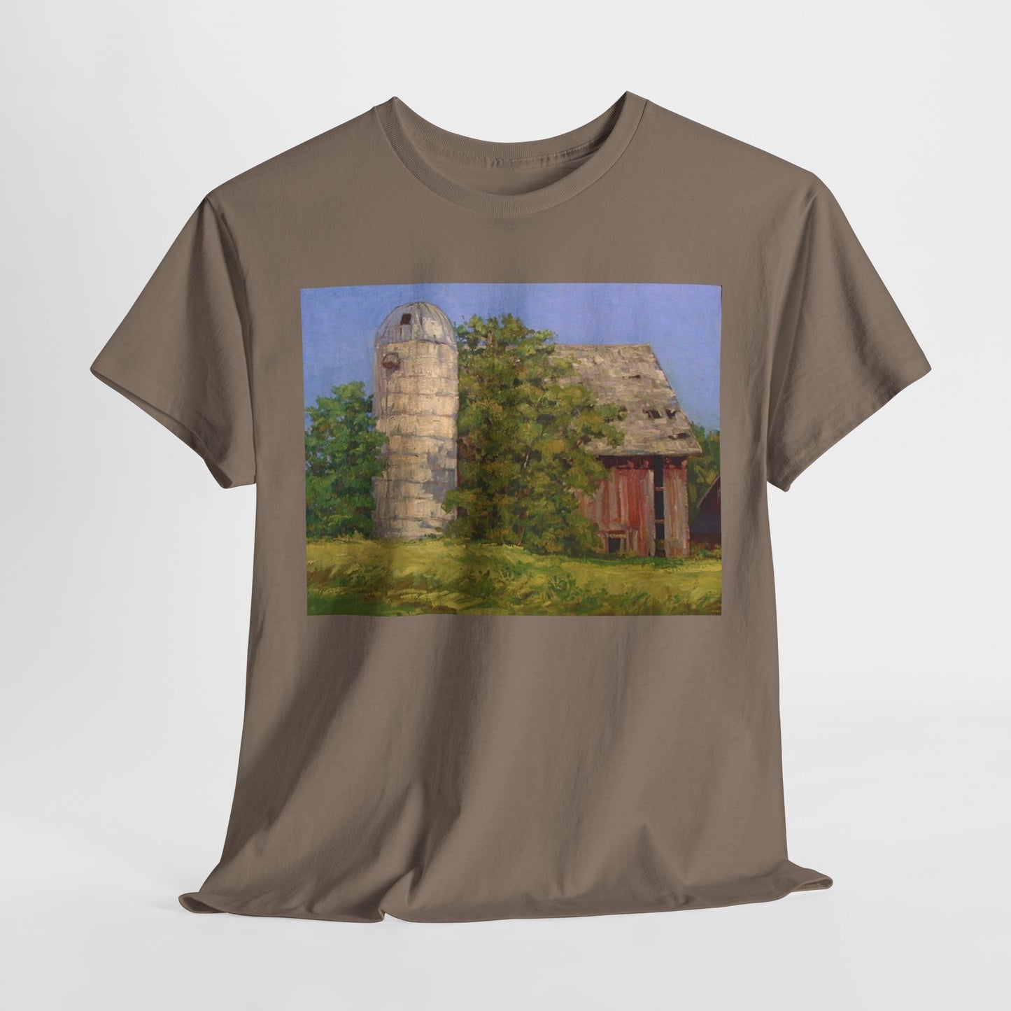 Unisex Heavy Cotton Tee - Vintage Barn Art Tee for Country Living Enthusiasts