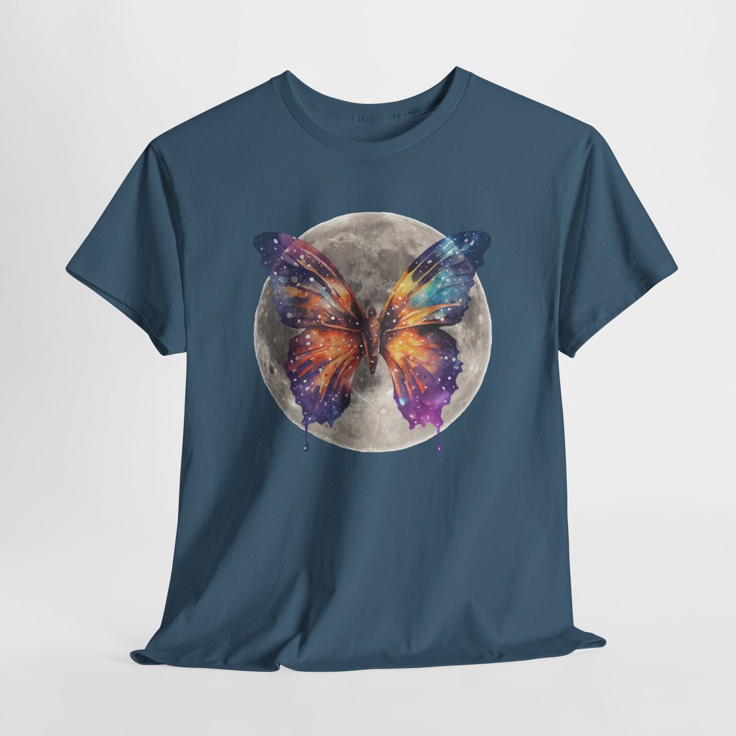 Galactic Butterfly Unisex Heavy Cotton Tee | Cosmic Shirt, Nature Lover Gift, Butterfly Design, Boho Style Apparel, Celestial Fashion