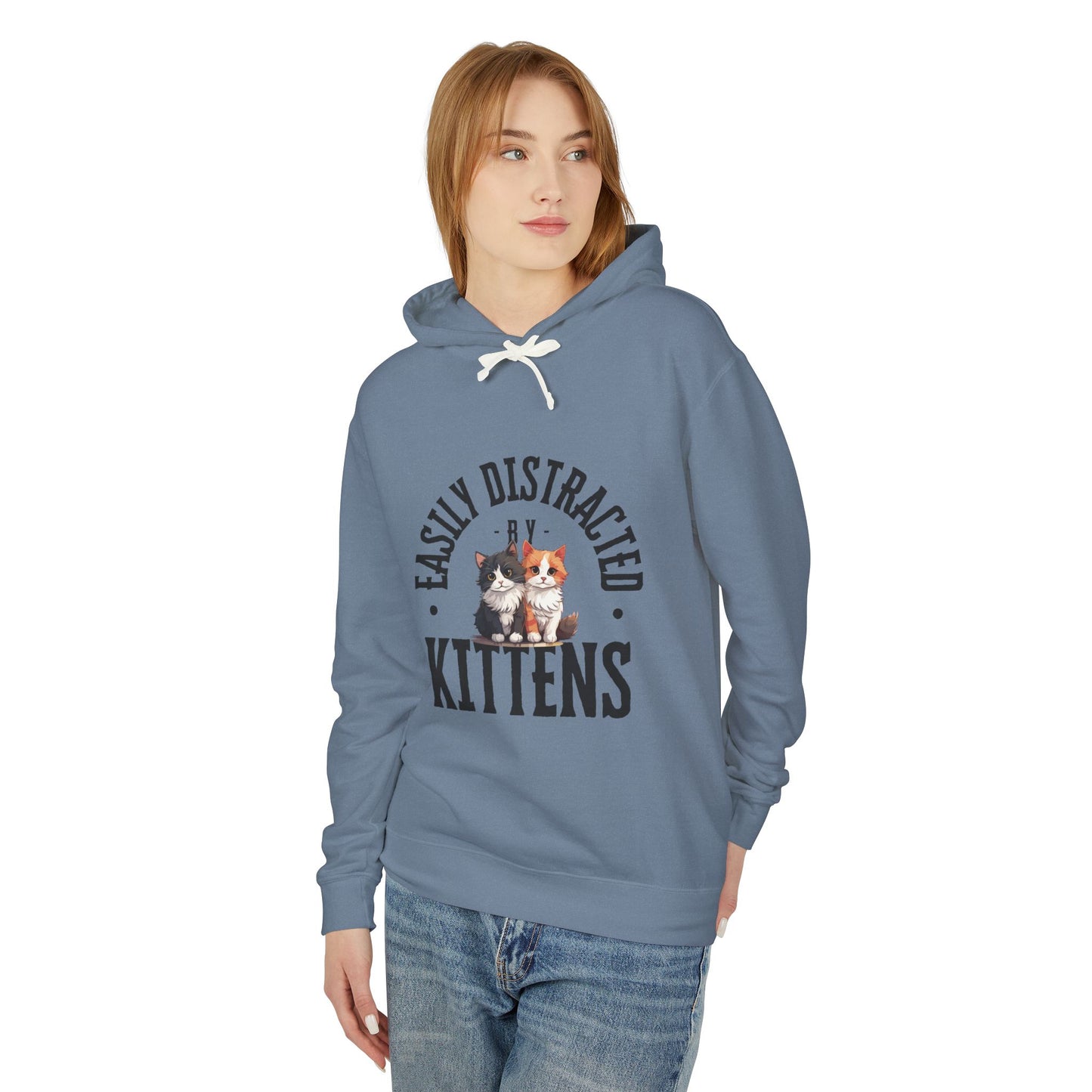 Easily Distracted Kittens Hoodie, Funny Animal Sweatshirt, Cat Lover Gift, Lightweight Pullover, Cute Pet Apparel