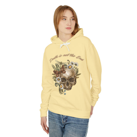 Skull Floral Hoodie, Soft Lightweight Sweatshirt for Fall, Perfect for Casual Wear, Gift for Gothic Style Lovers, Death is not the End