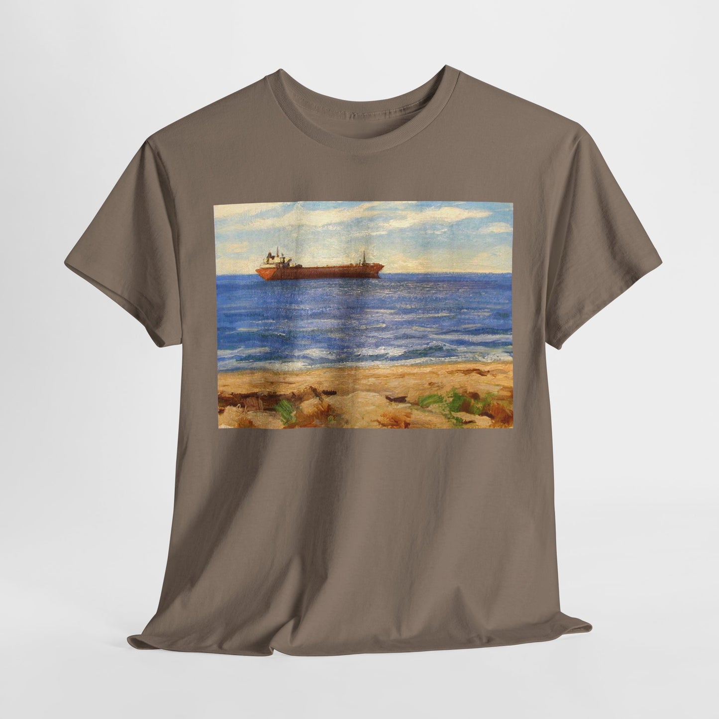 Coastal Scene Unisex Heavy Cotton Tee - Perfect for Beach Lovers