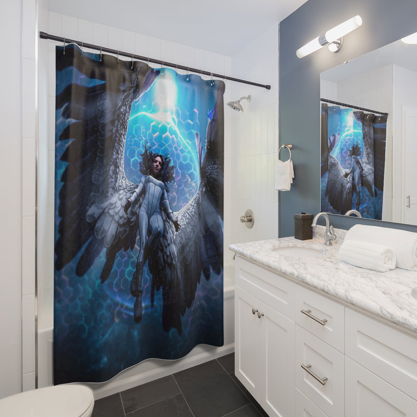 Dawn - Shower Curtain - Ethereal Bathroom Decor, Sci-Fi Shower Curtain, Cosmic Home Accent, Unique Gift for fans